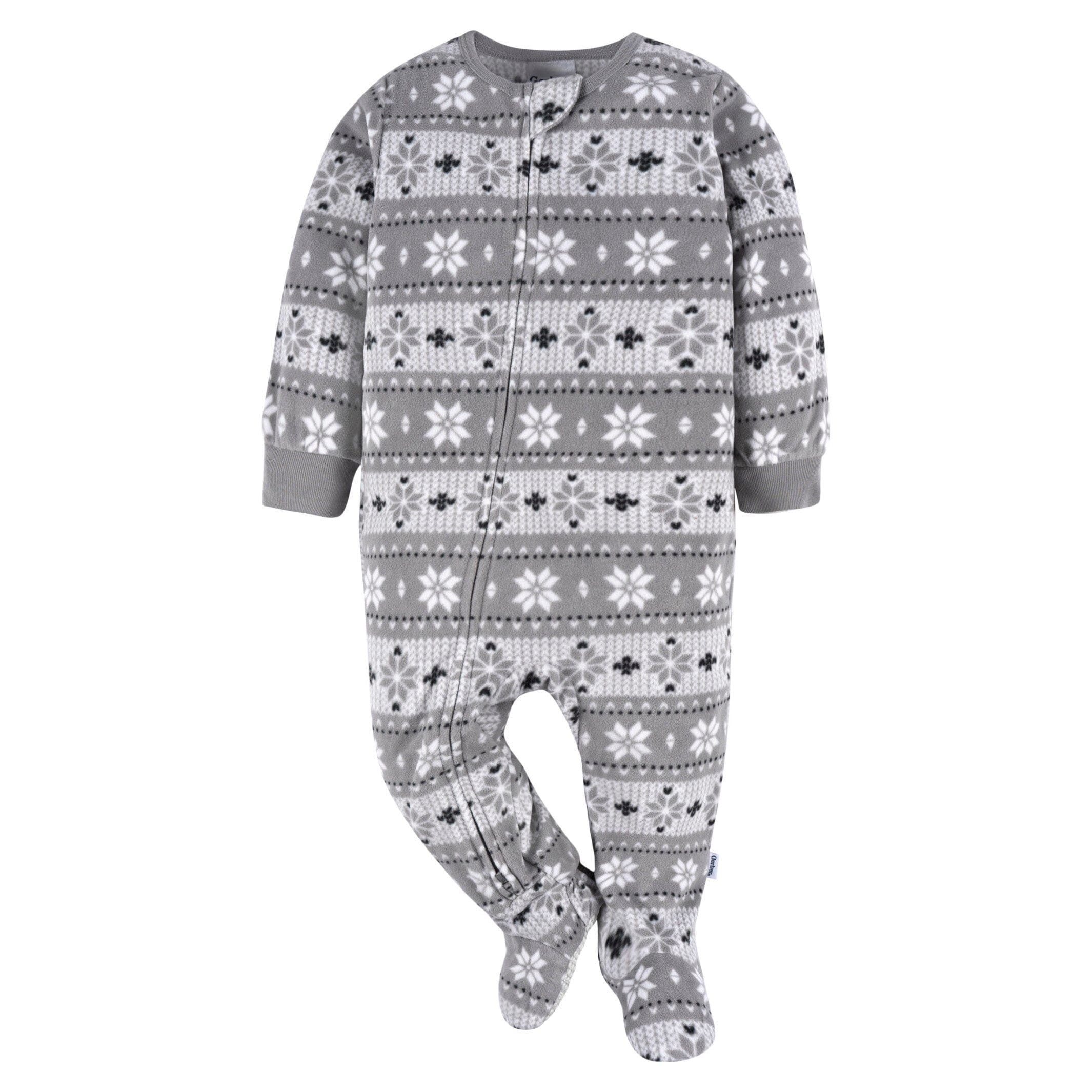 2-Pack Baby & Toddler Neutral Grey Fair Isle Fleece Pajamas - Image 4