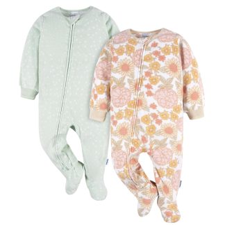 2-Pack Toddler Girls Pink Floral Fleece Pajamas, 5T