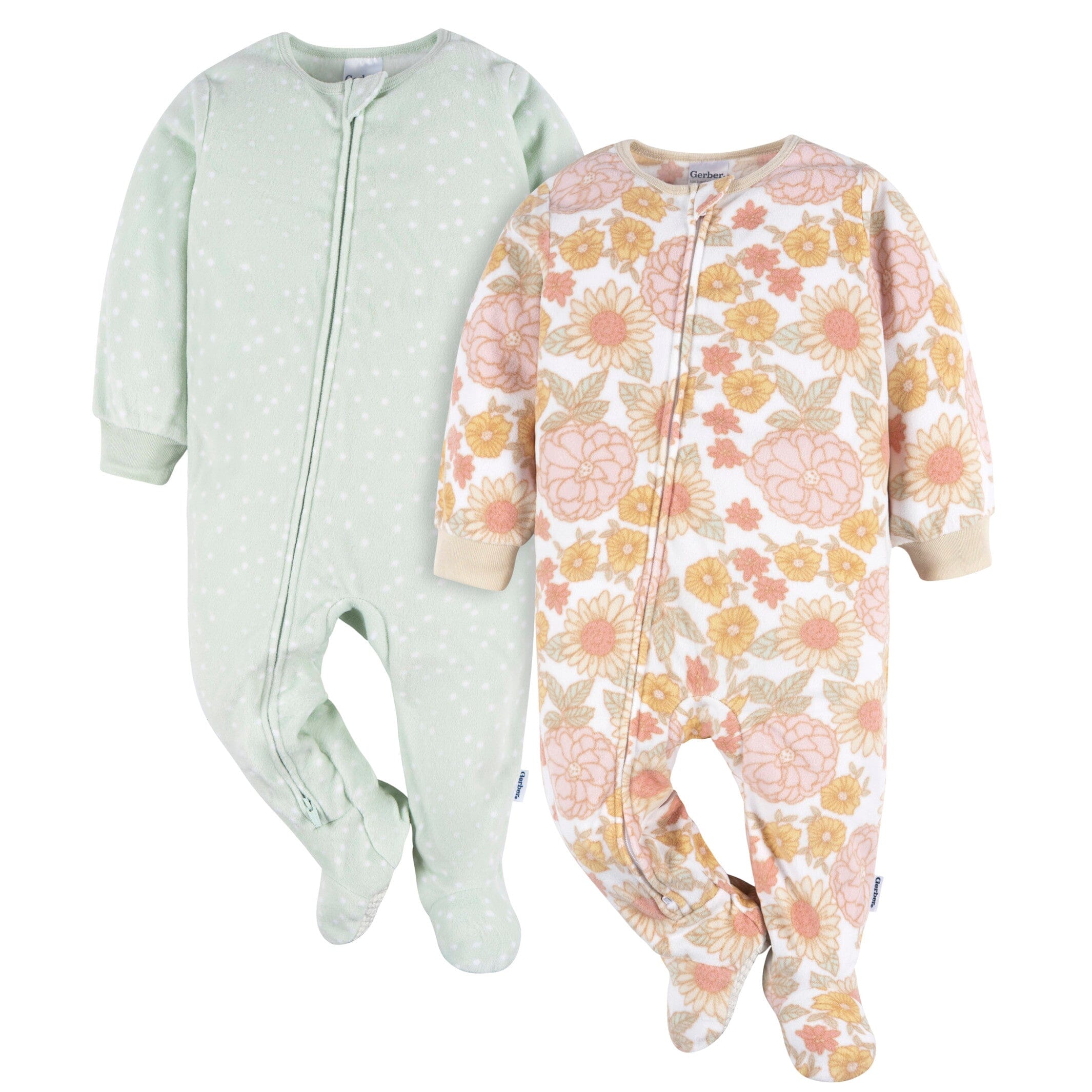 2-Pack Toddler Girls Pink Floral Fleece Pajamas, 5T