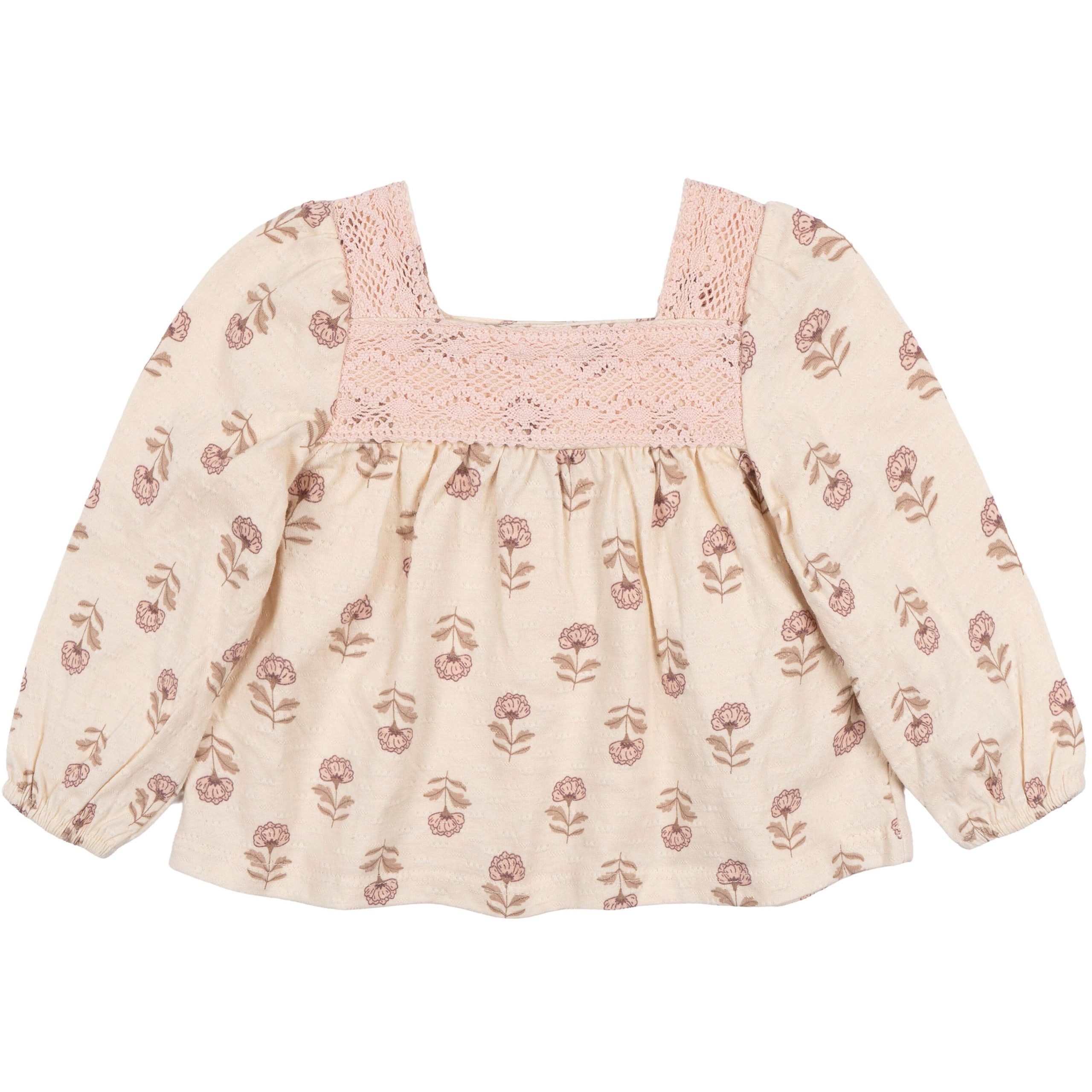 2-Piece Baby Girls Oatmeal Rose Crochet Top & Pant Set - Image 2