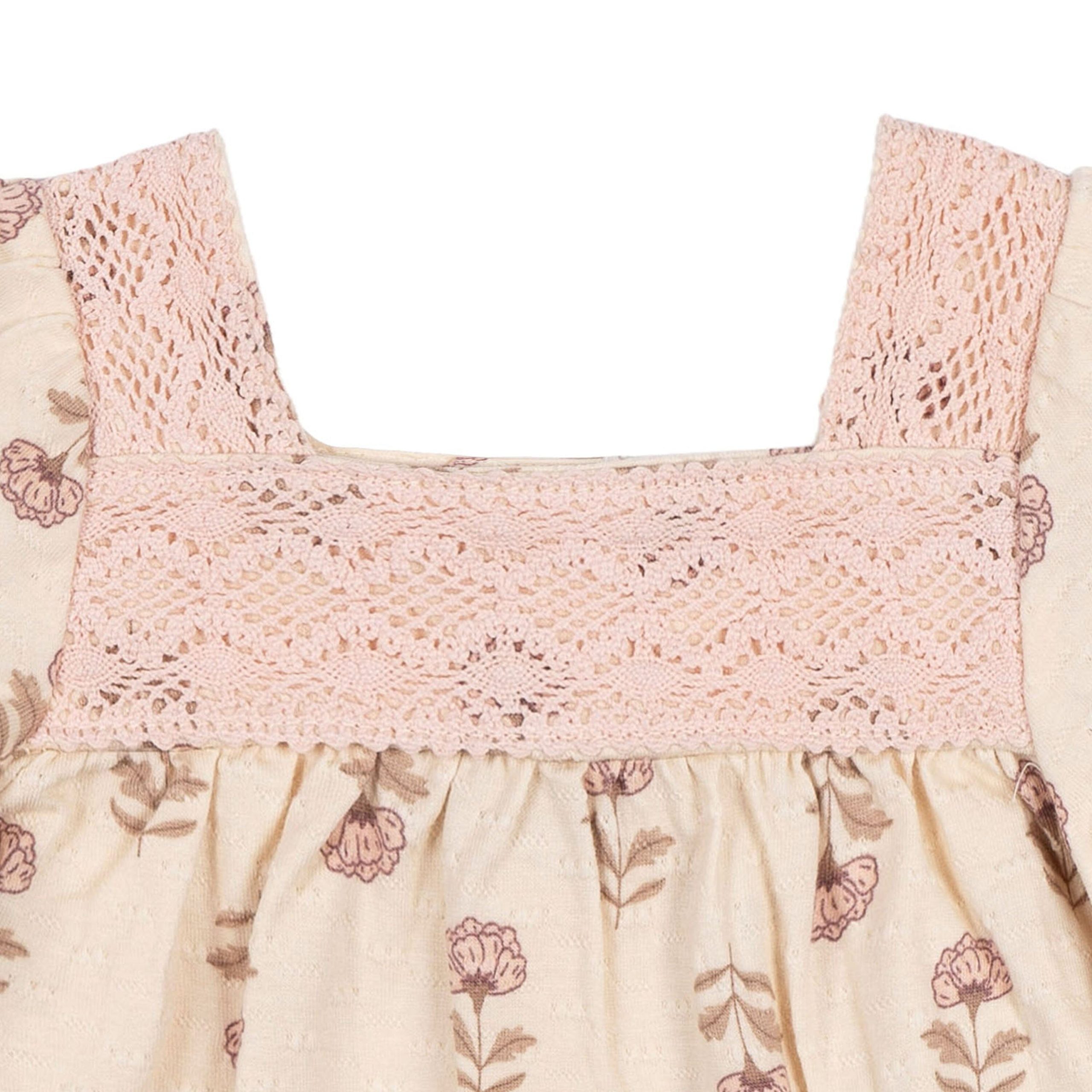 2-Piece Baby Girls Oatmeal Rose Crochet Top & Pant Set - Image 3