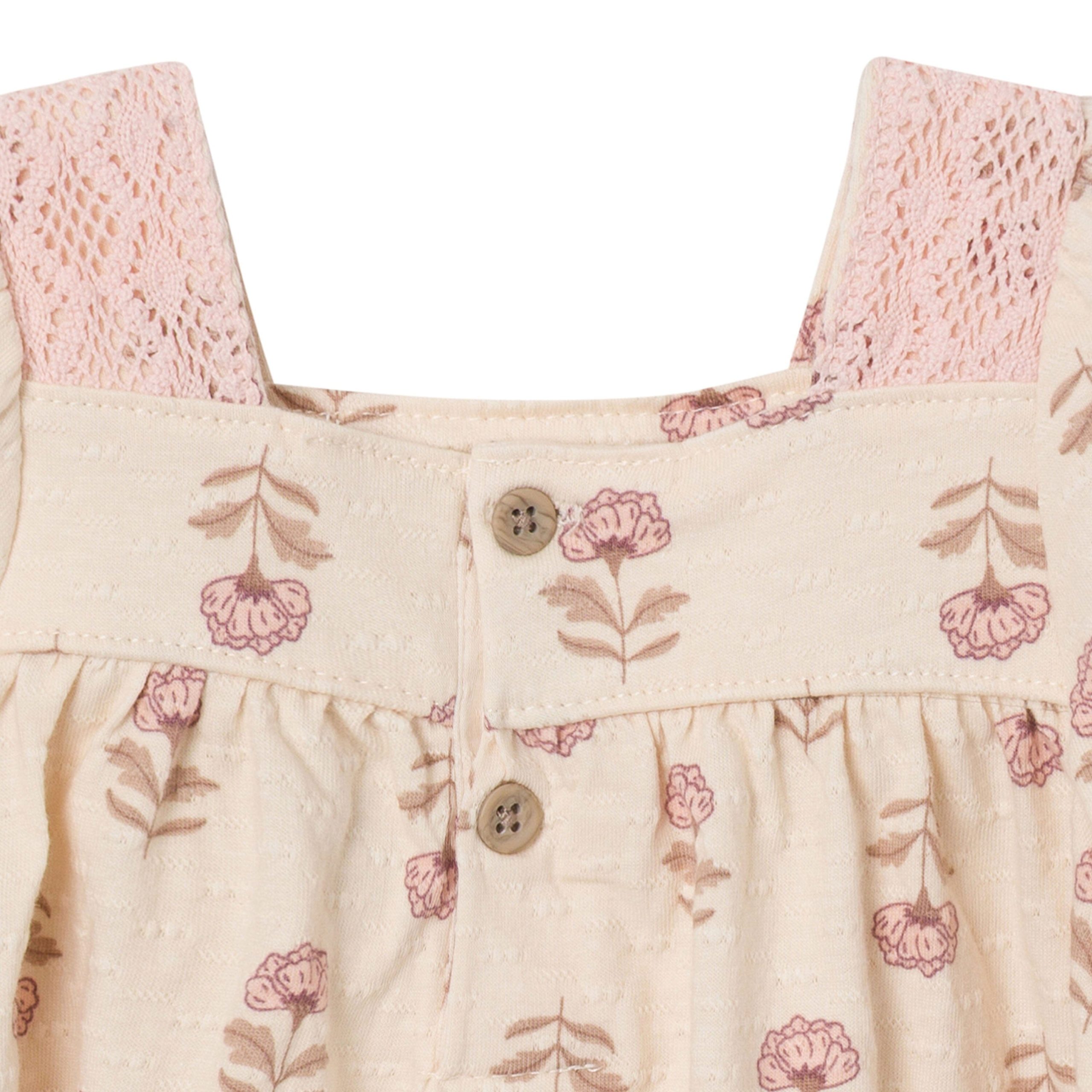 2-Piece Baby Girls Oatmeal Rose Crochet Top & Pant Set - Image 4