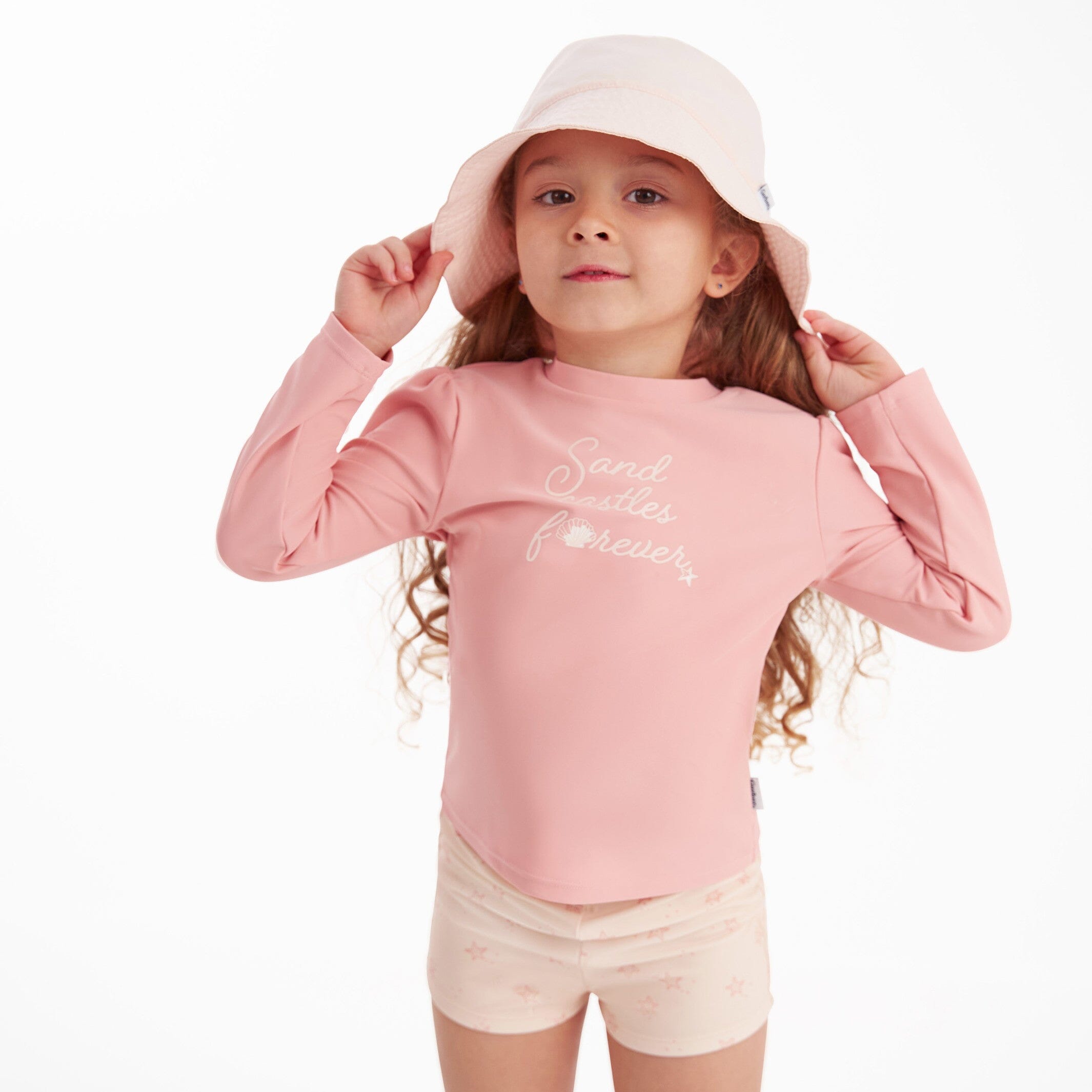 2-Piece Infant and Toddler Girls UPF 50+ Starfish Rash Guard & Swim Shorts Set - Image 3