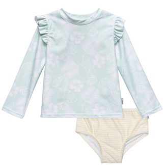 2-Piece Infant and Toddler Girls UPF 50+ Tropical Rash Guard & Swim Bottoms Set