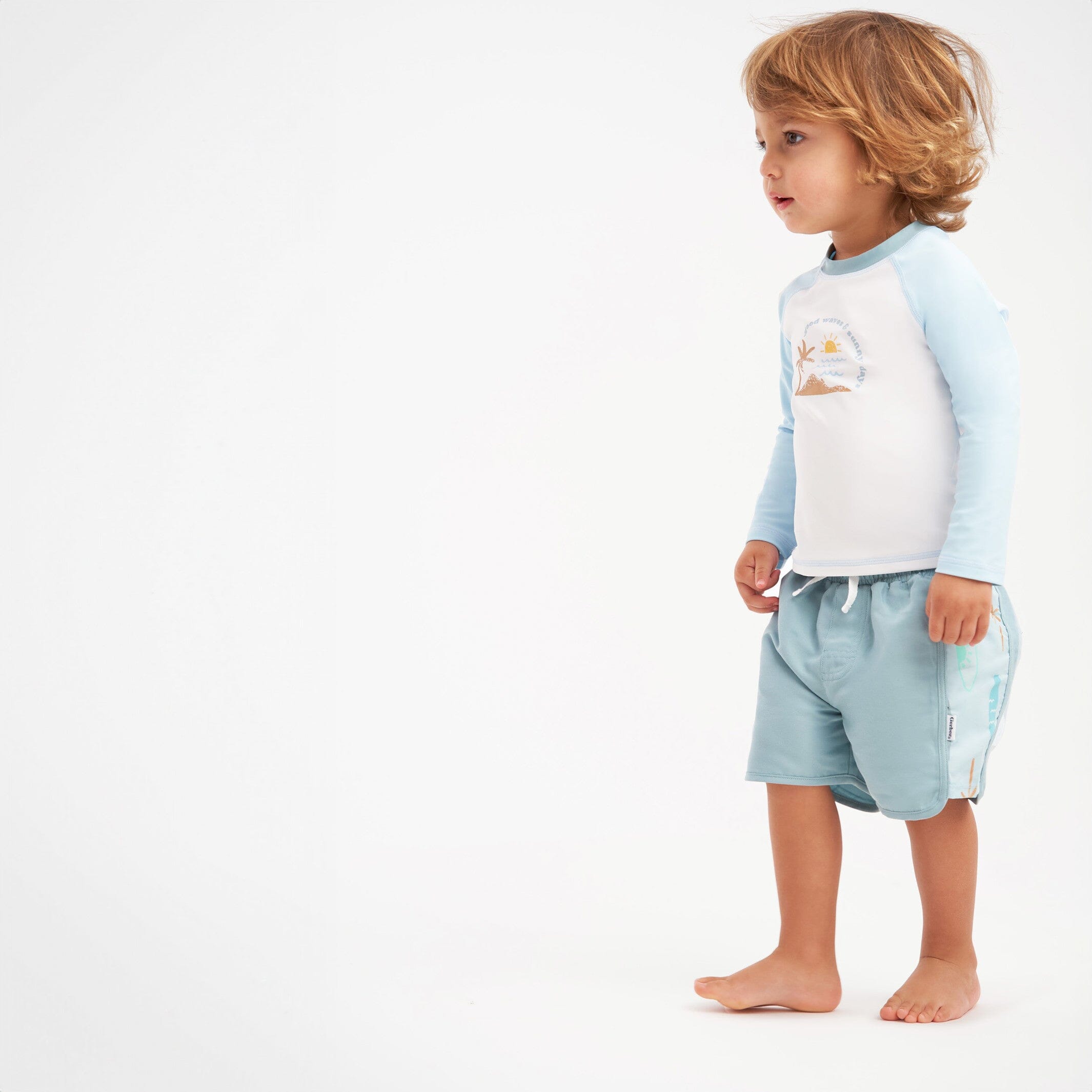 2-Piece Baby & Toddler Boys UPF 50+ Surf Rash Guard & Swim Trunks Set - Image 3
