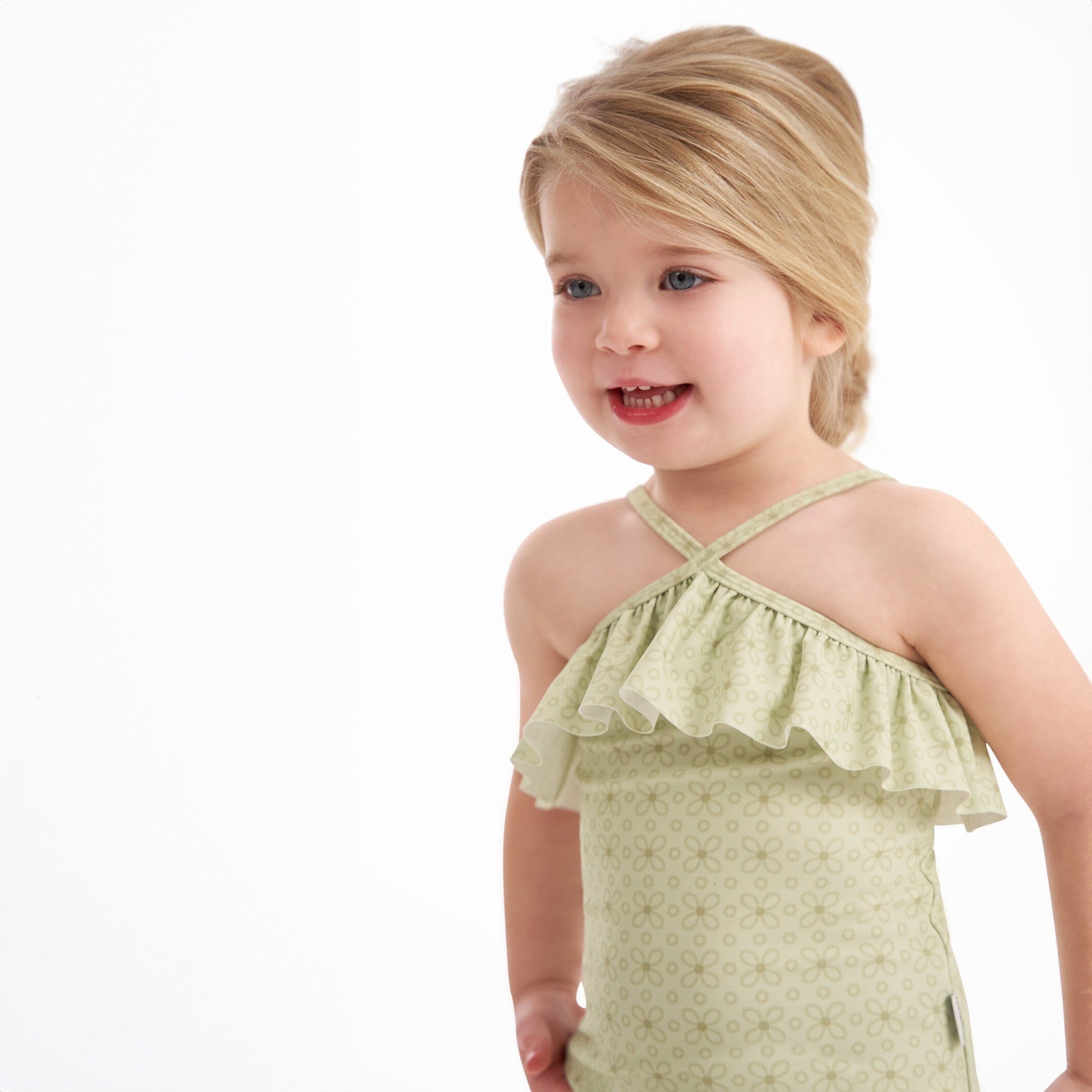 Toddler Girls UPF 50+ Eyelet Floral Print One-Piece Swimsuit - Image 3