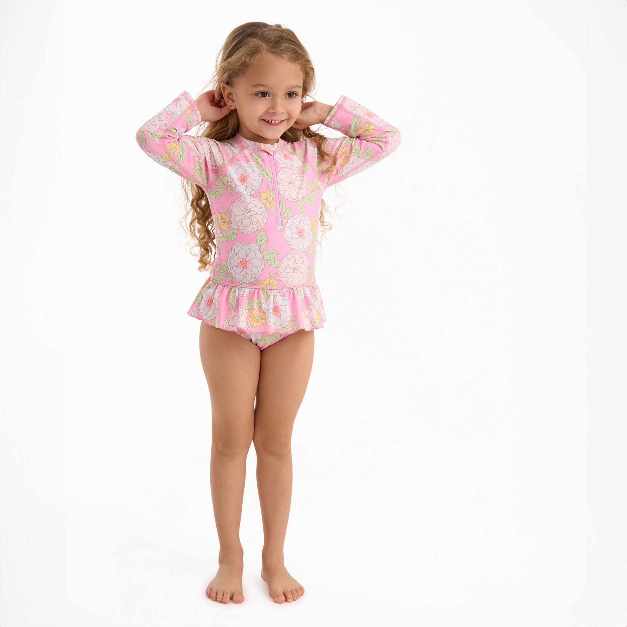 Toddler Girls UPF 50+ Peonies Rash Guard - Image 2