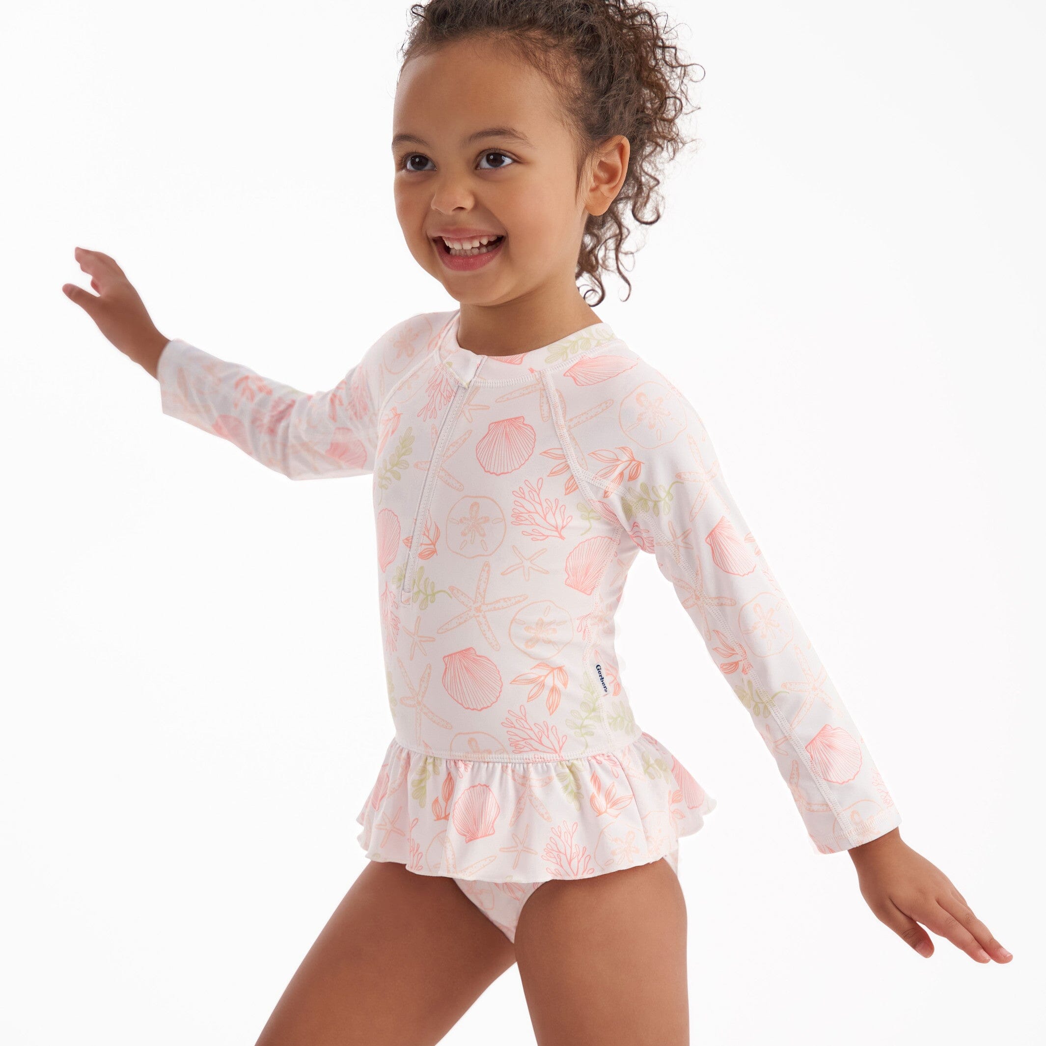 Toddler Girls UPF 50+ Seashells Rash Guard - Image 3
