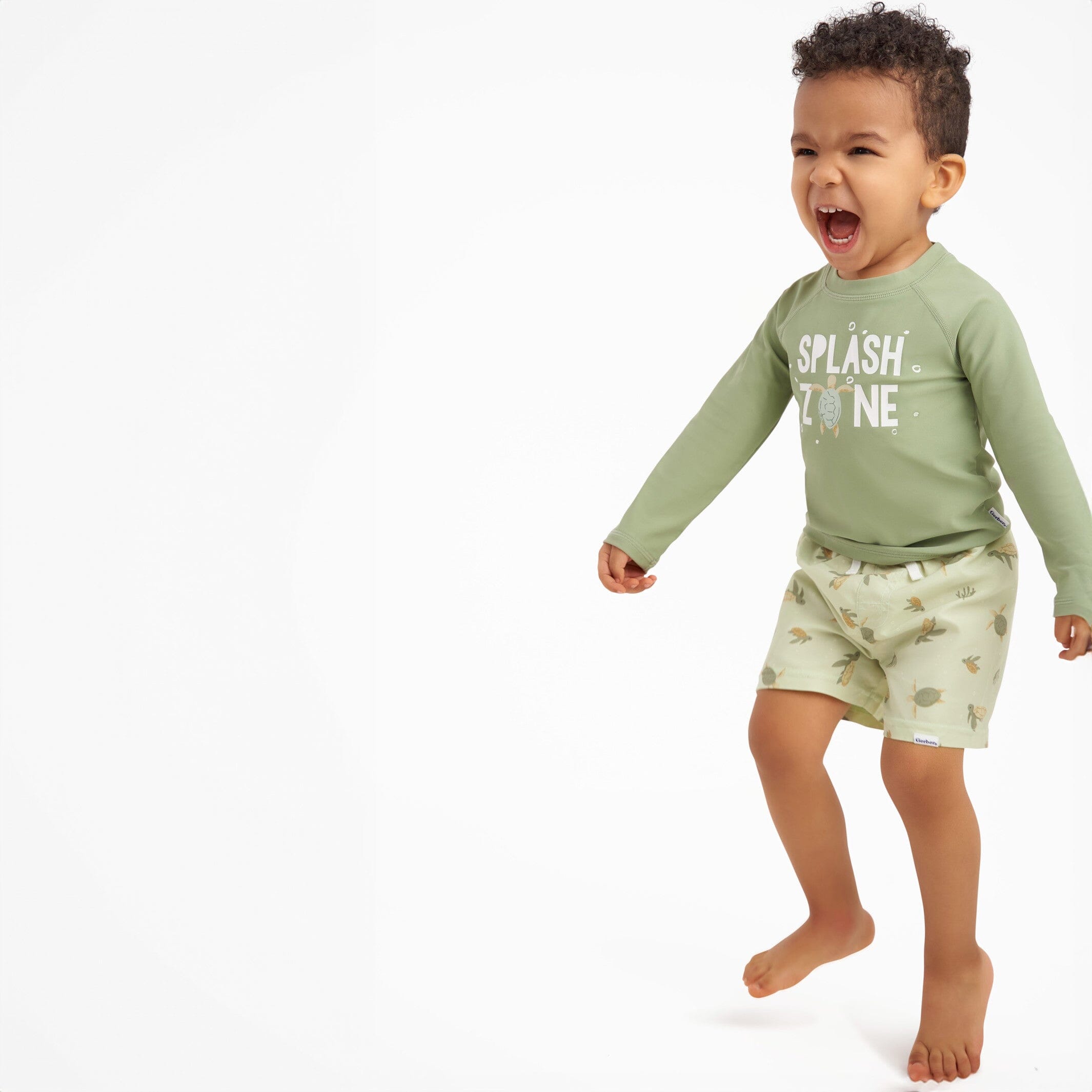 2-Piece Baby & Toddler Boys UPF 50+ Turtles Rash Guard & Swim Trunks Set - Image 2
