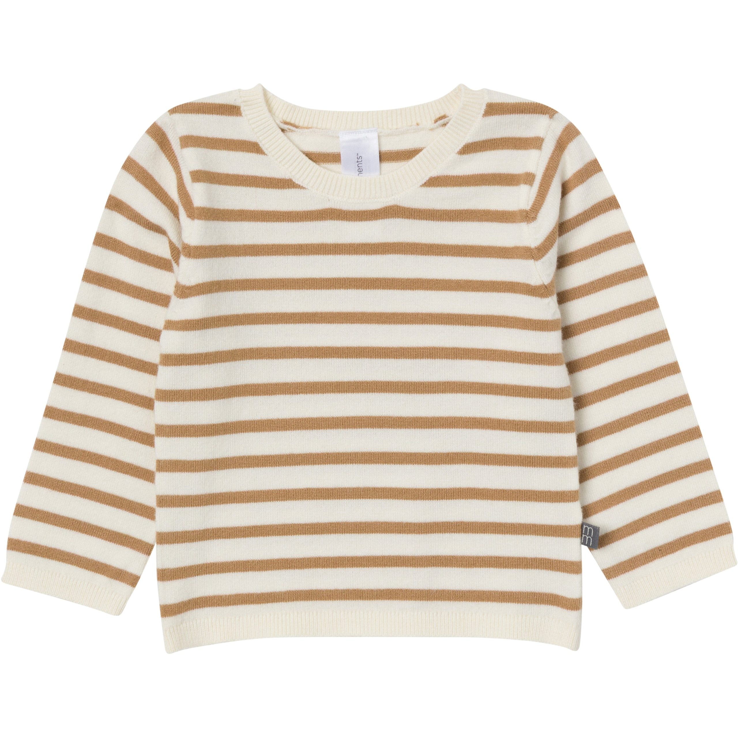 2-Piece Baby Boys Tofu-Camel Stripe Sweater Overall Set - Image 3