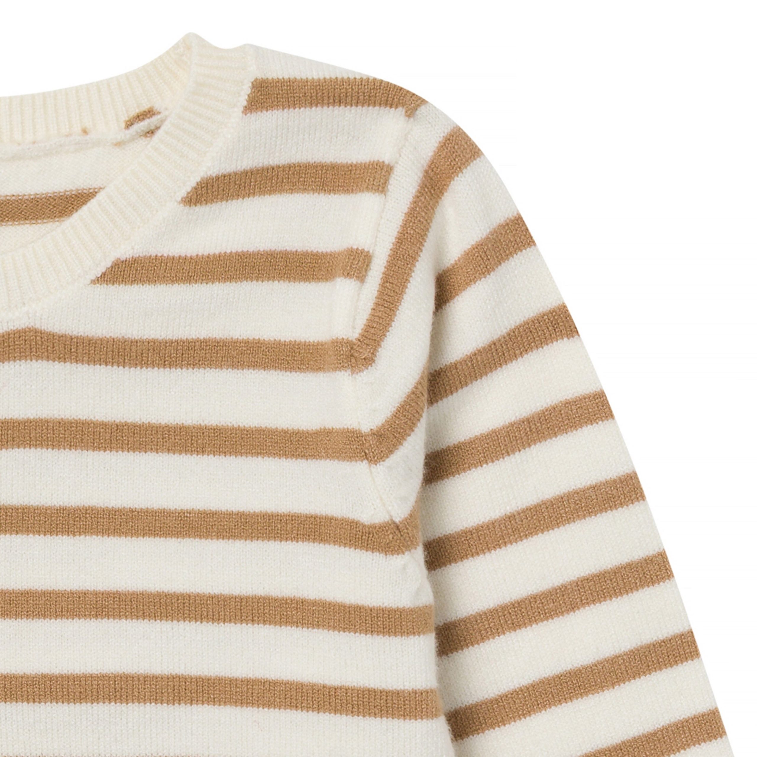 2-Piece Baby Boys Tofu-Camel Stripe Sweater Overall Set - Image 4