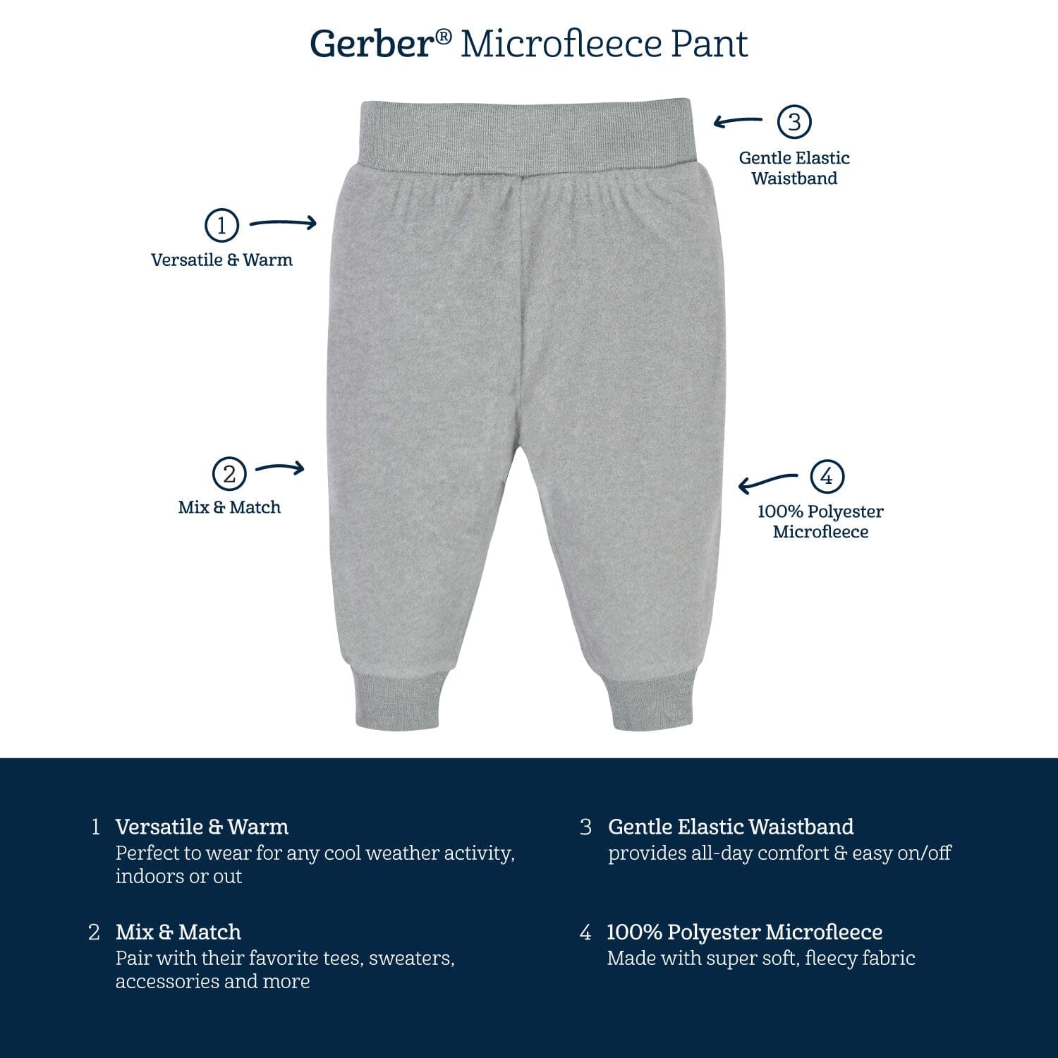 4-Pack Baby Boys Oatmeal Heather Fleece Pants - Image 10