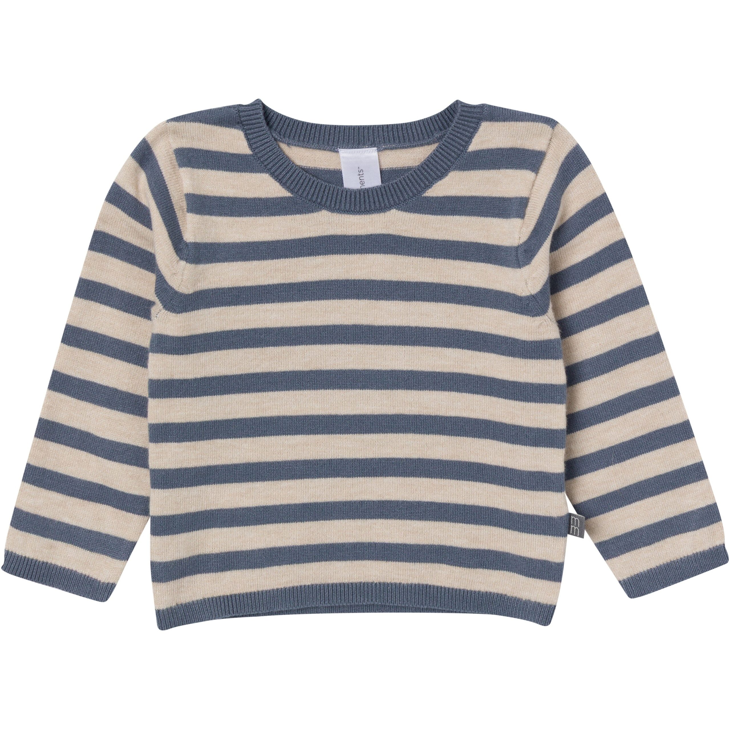 2-Piece Baby Boys Oatmeal-Dusty Blue Stripe Sweater Overall Set - Image 3