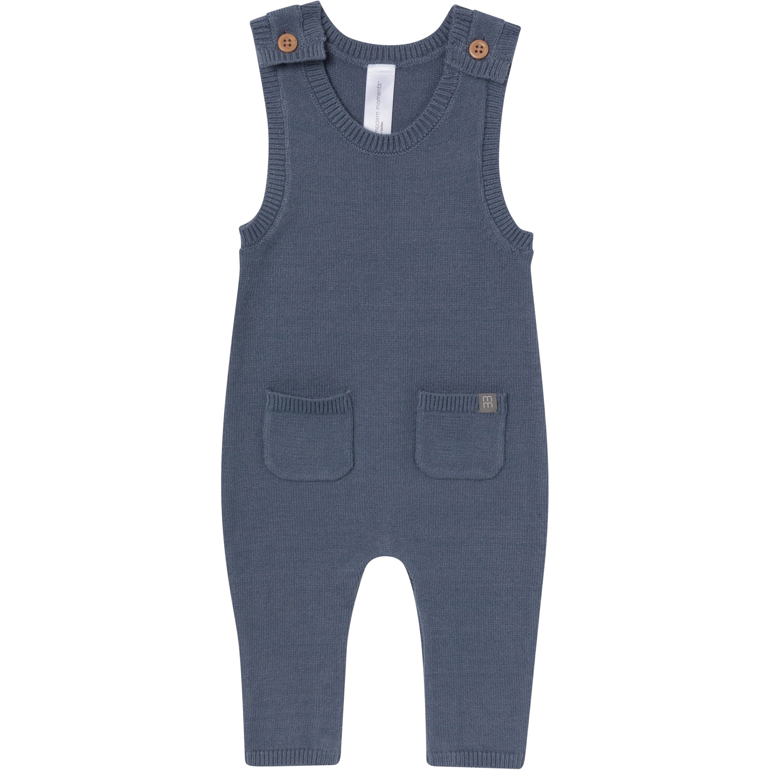 2-Piece Baby Boys Oatmeal-Dusty Blue Stripe Sweater Overall Set - Image 5