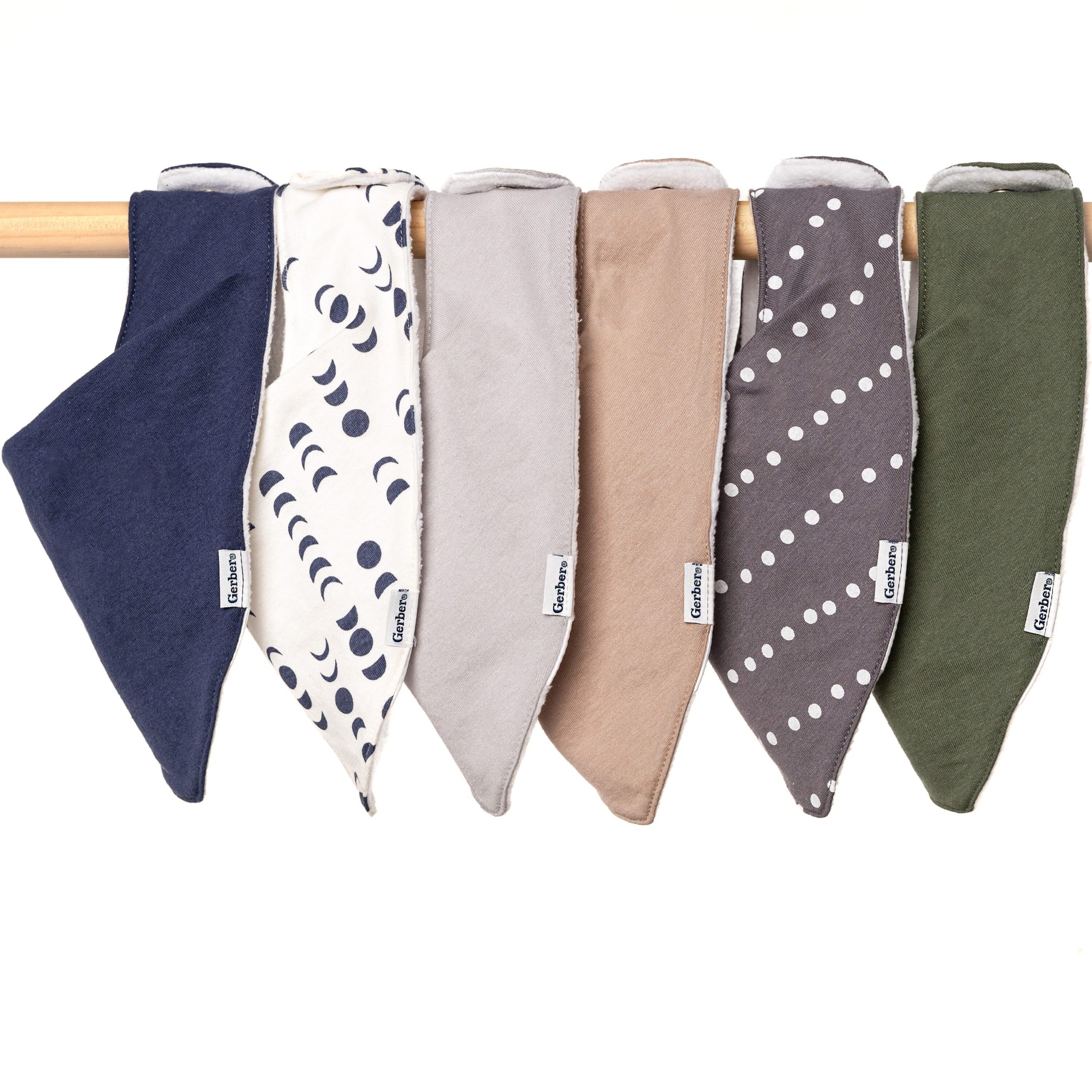 10-Pack Baby Neutral Stars & Moons Jersey Bandana Bibs - Image 9