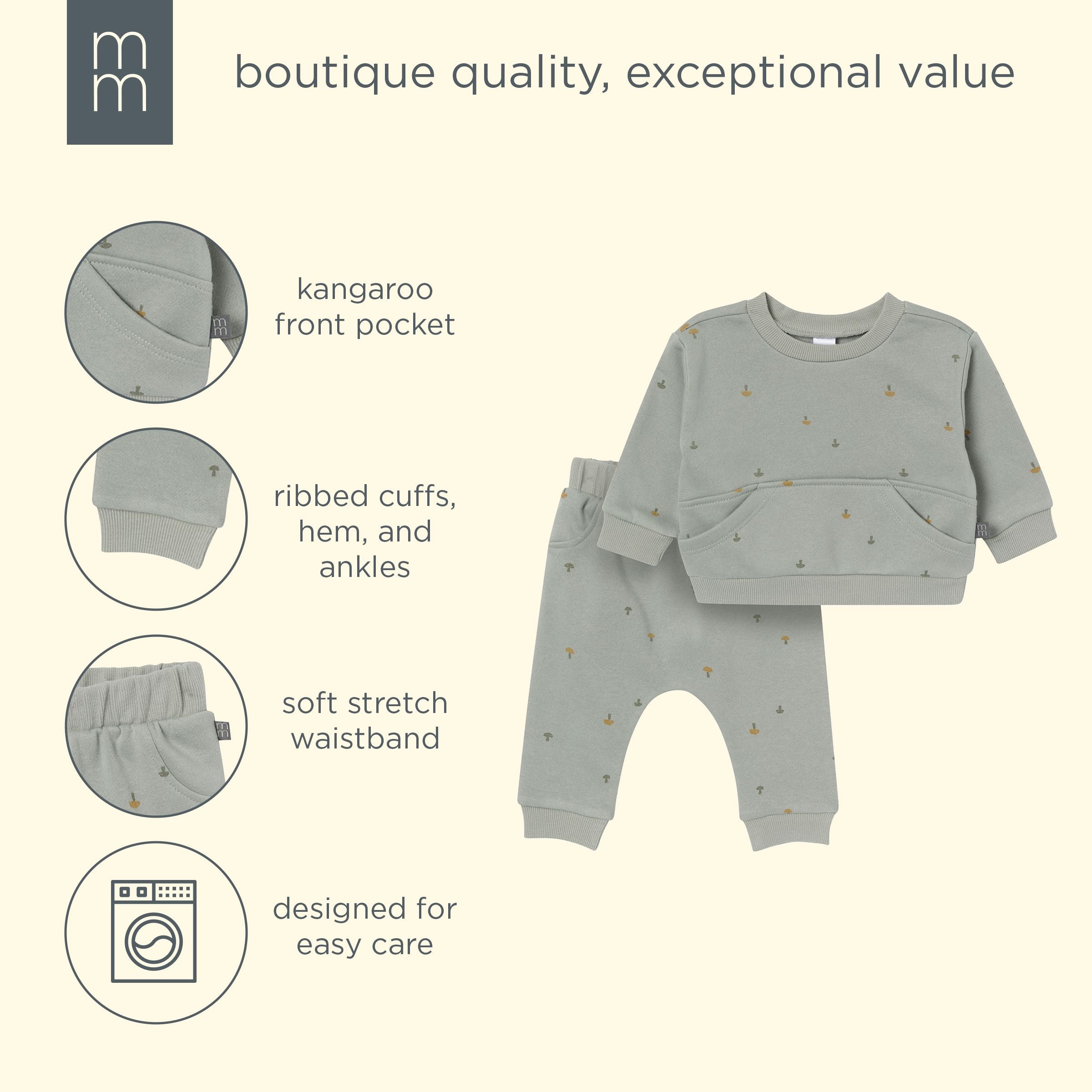 2-Piece Baby Boys Mushroom Sweatshirt & Harem Pant Set - Image 8