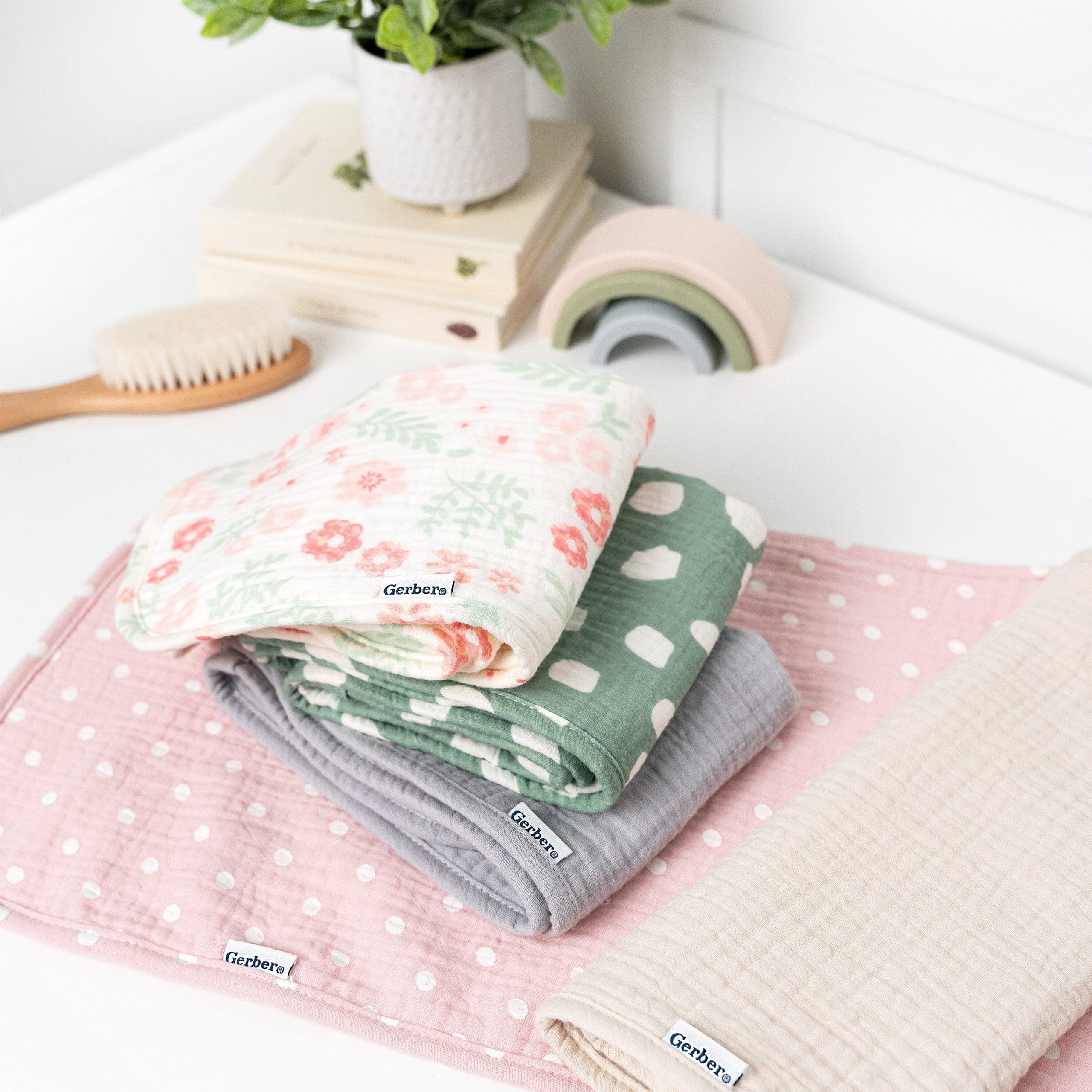 5-Pack Baby Girls Pink Floral Muslin Burp Cloths - Image 10