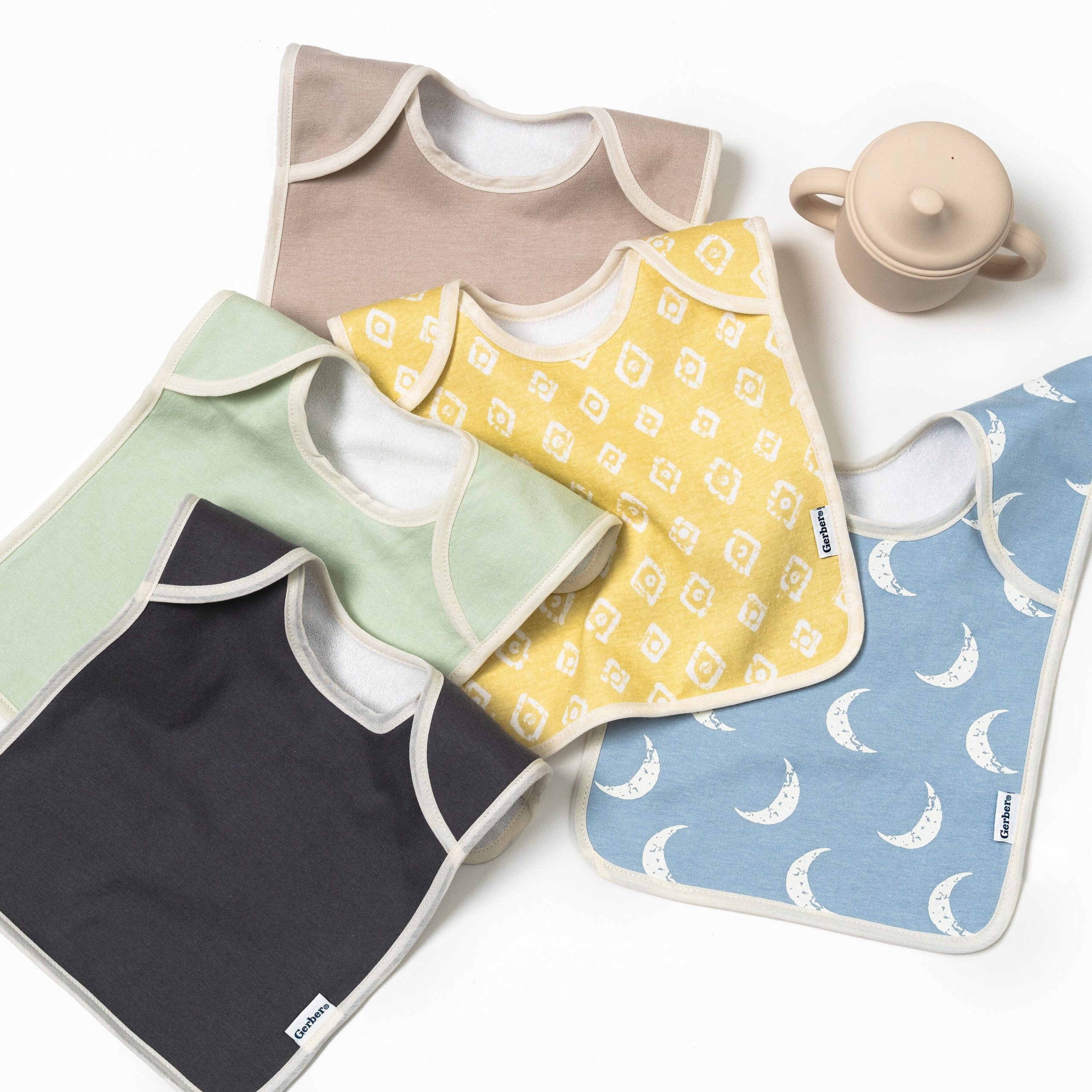 8-Pack Baby Neutral Safari Jersey Lap Shoulder Bibs - Image 7