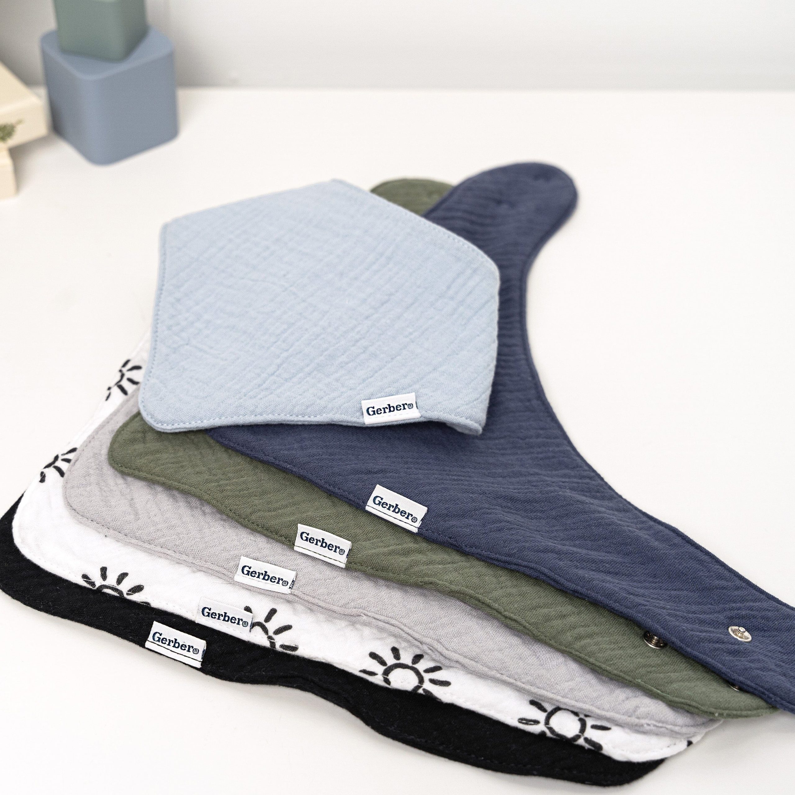 10-Pack Baby Boys Multi Blue Muslin Bandana Bibs - Image 3