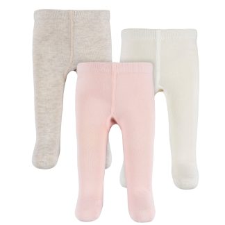 3-Pack Baby and Toddler Girls Oatmeal Heather, Ivory, and Pink Tights