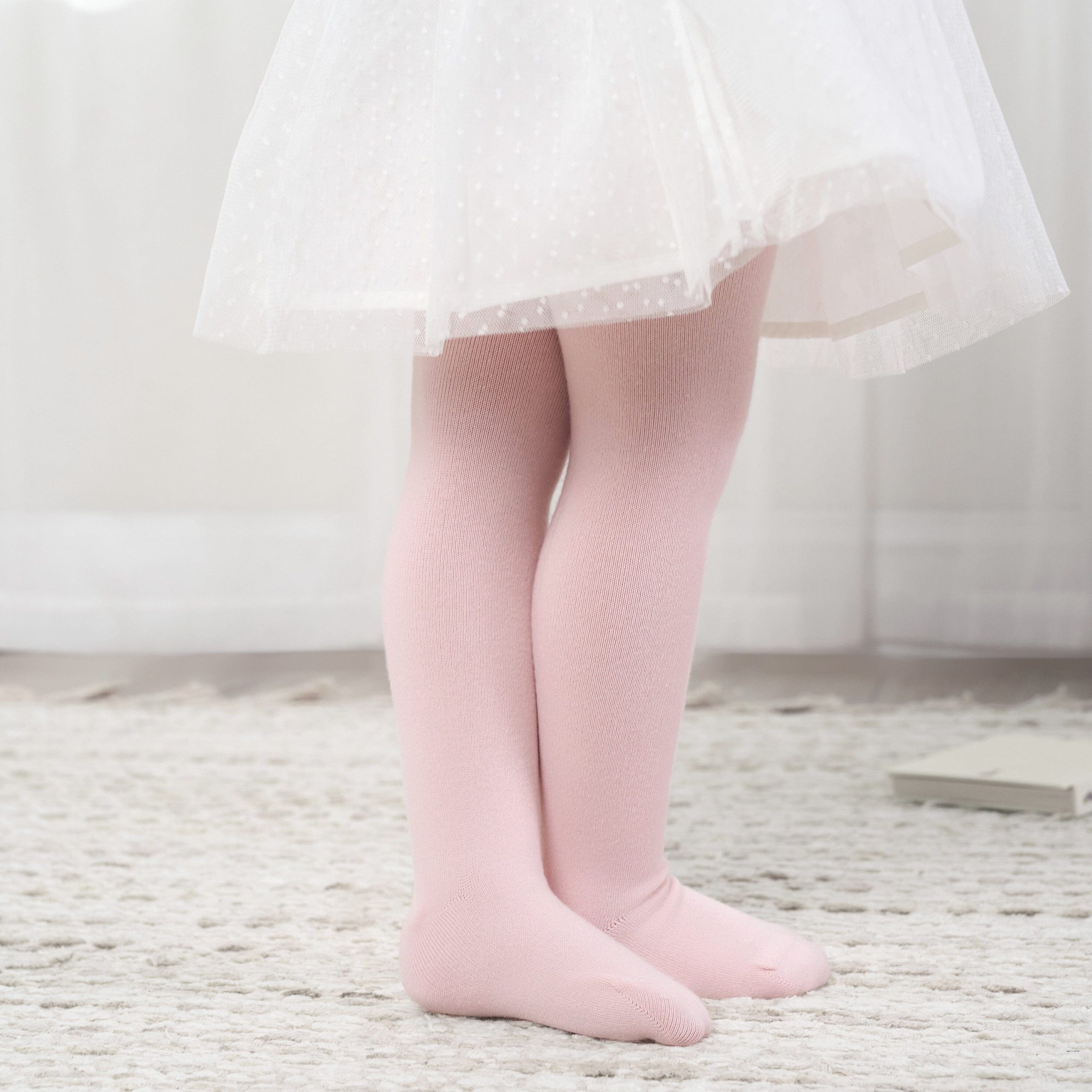 3-Pack Baby and Toddler Girls Oatmeal Heather, Ivory, and Pink Tights - Image 2