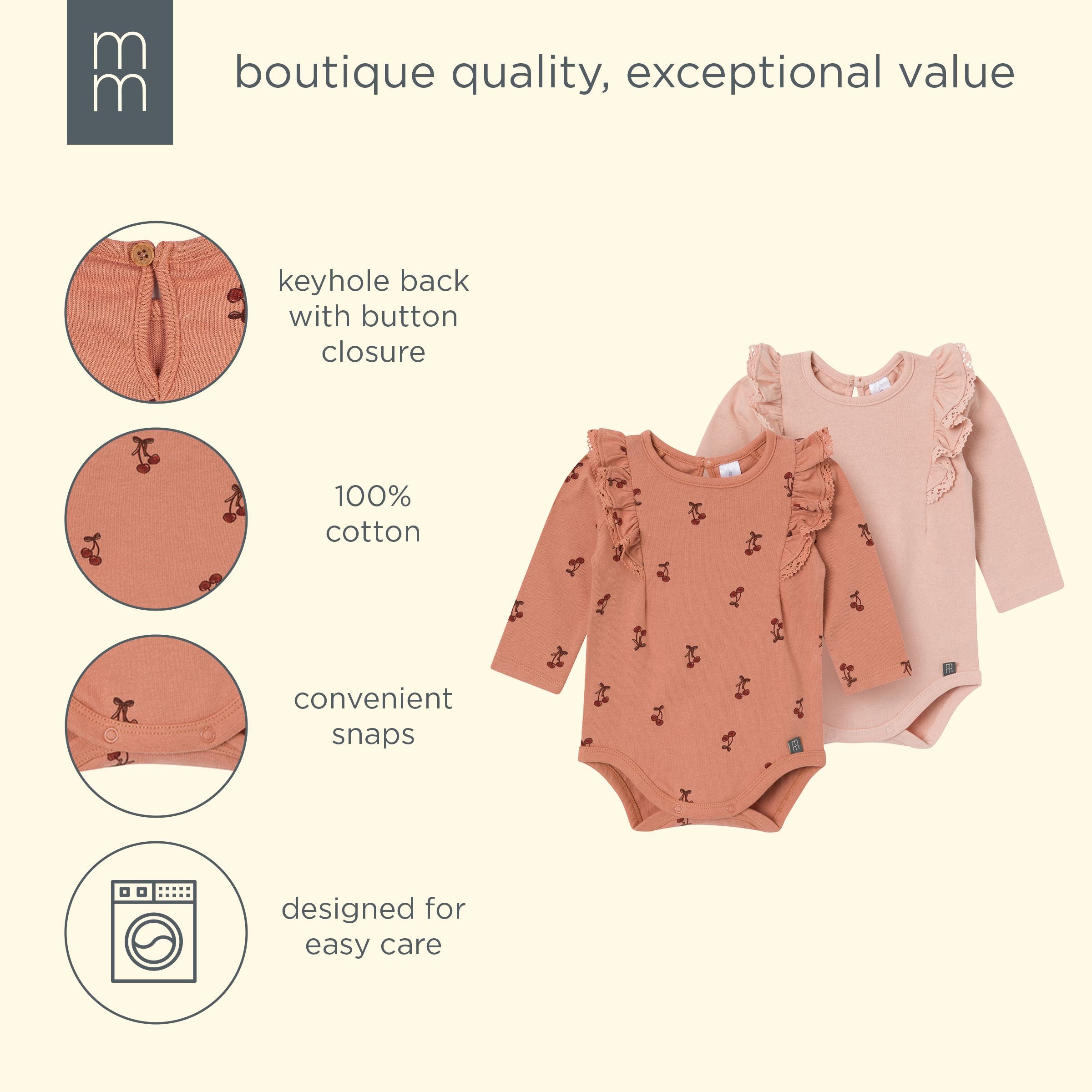 2-Pack Baby Girls Cameo Rose Ruffled Bodysuit - Image 9