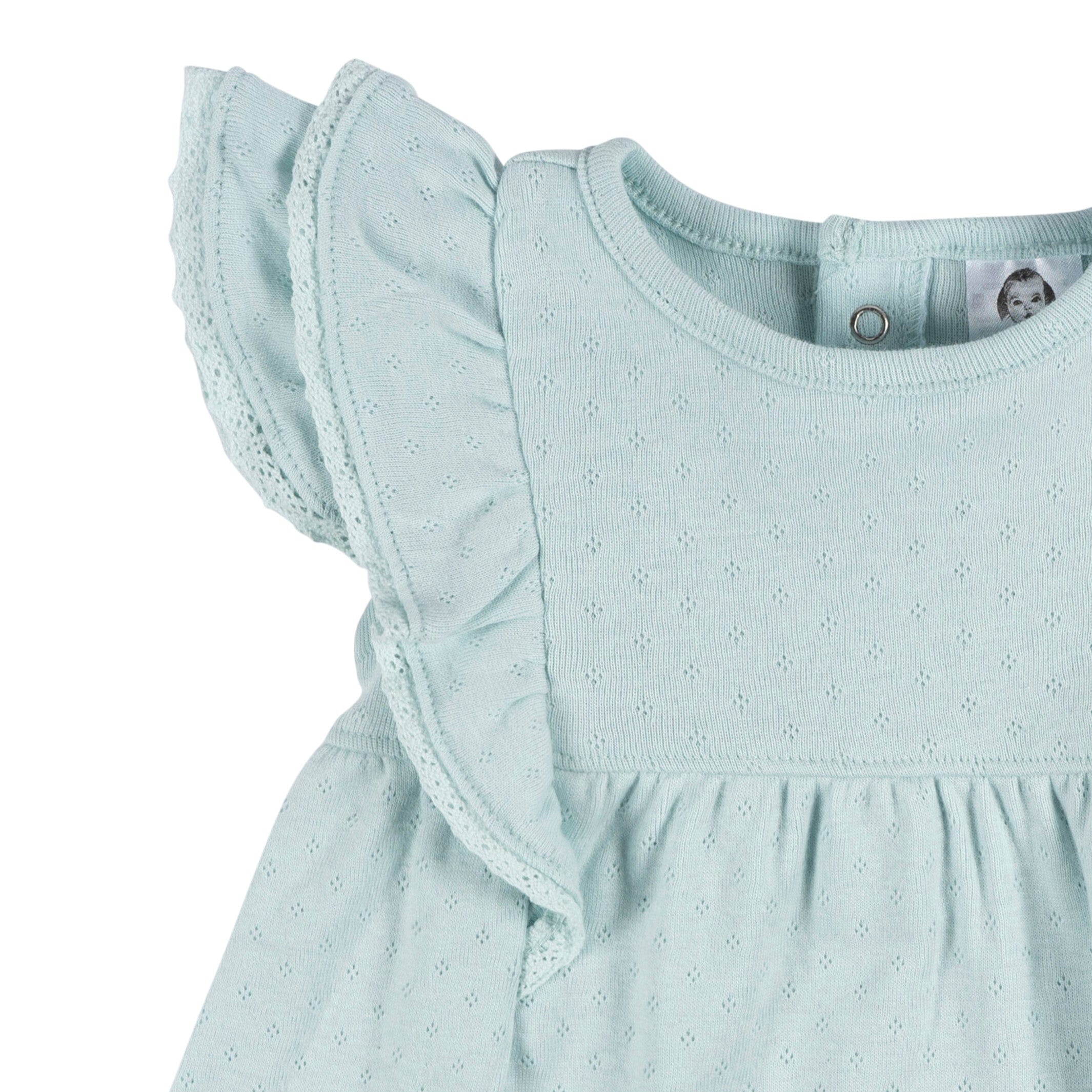2-Piece Baby Girls Aqua Blue Dress & Diaper Cover Set - Image 2