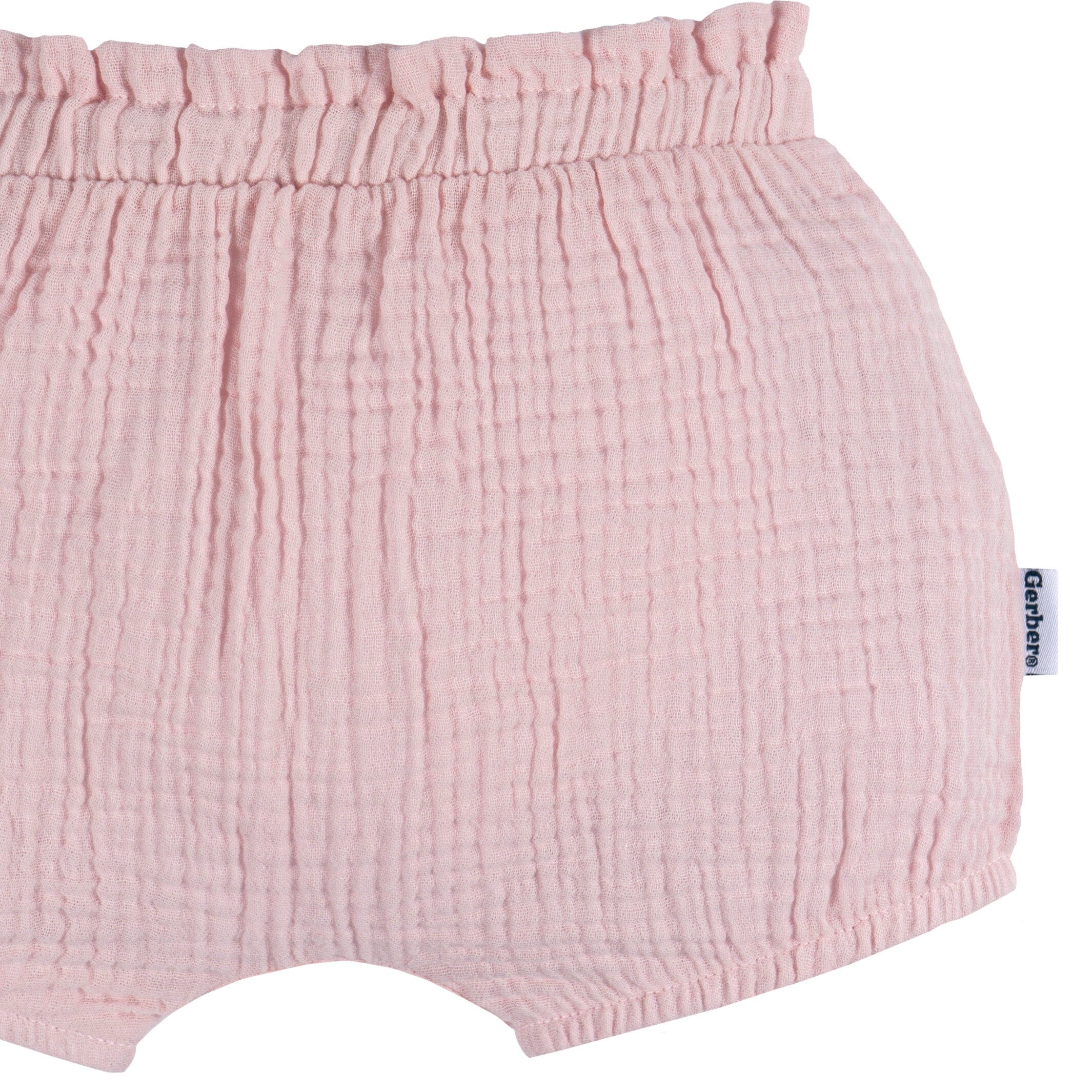 3-Pack Baby Girls Pink, Navy, & Olive Gauze Bubble Shorts - Image 4