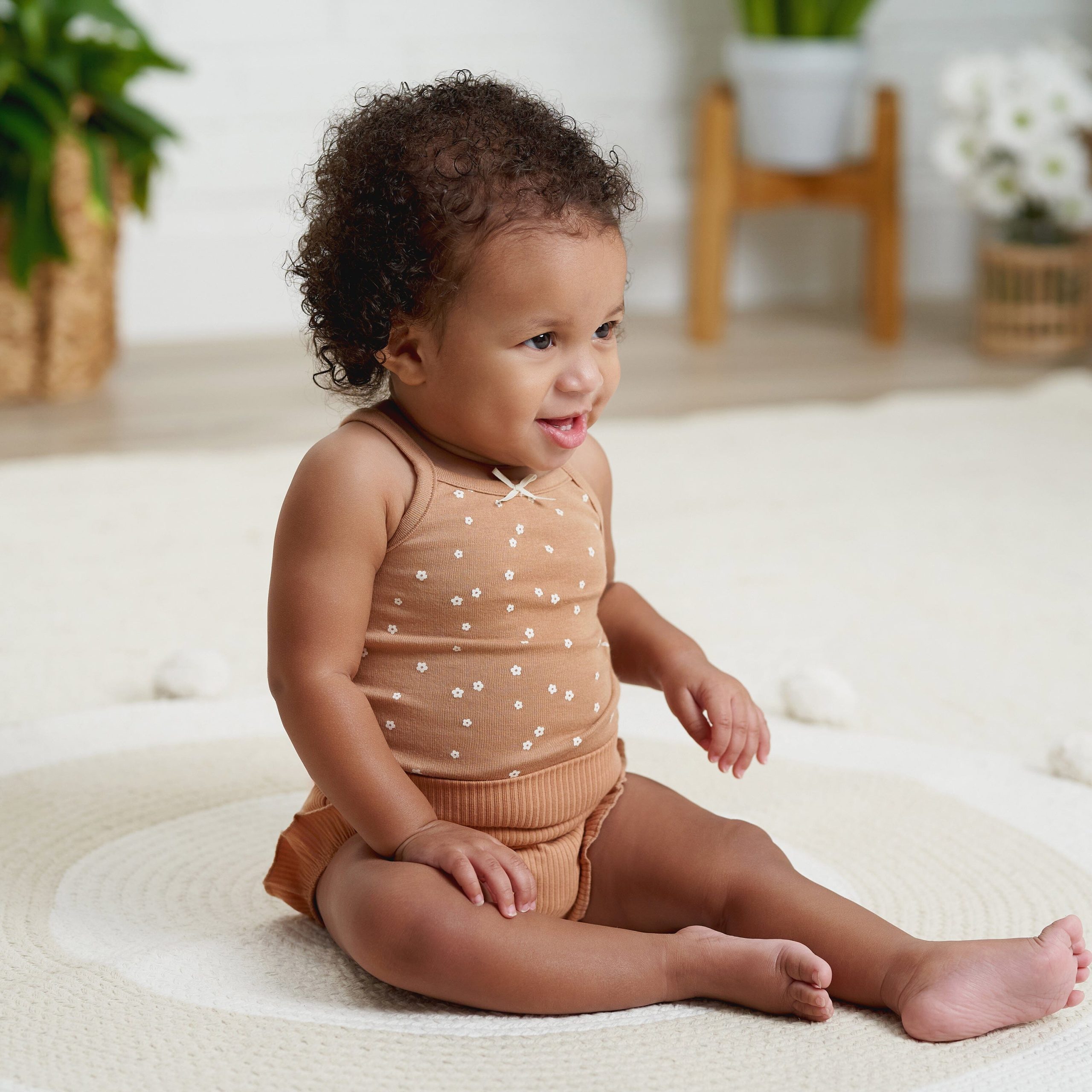 3-Pack Baby Girls Brown, Pink, & Garden Floral Bloomer Shorts - Image 2