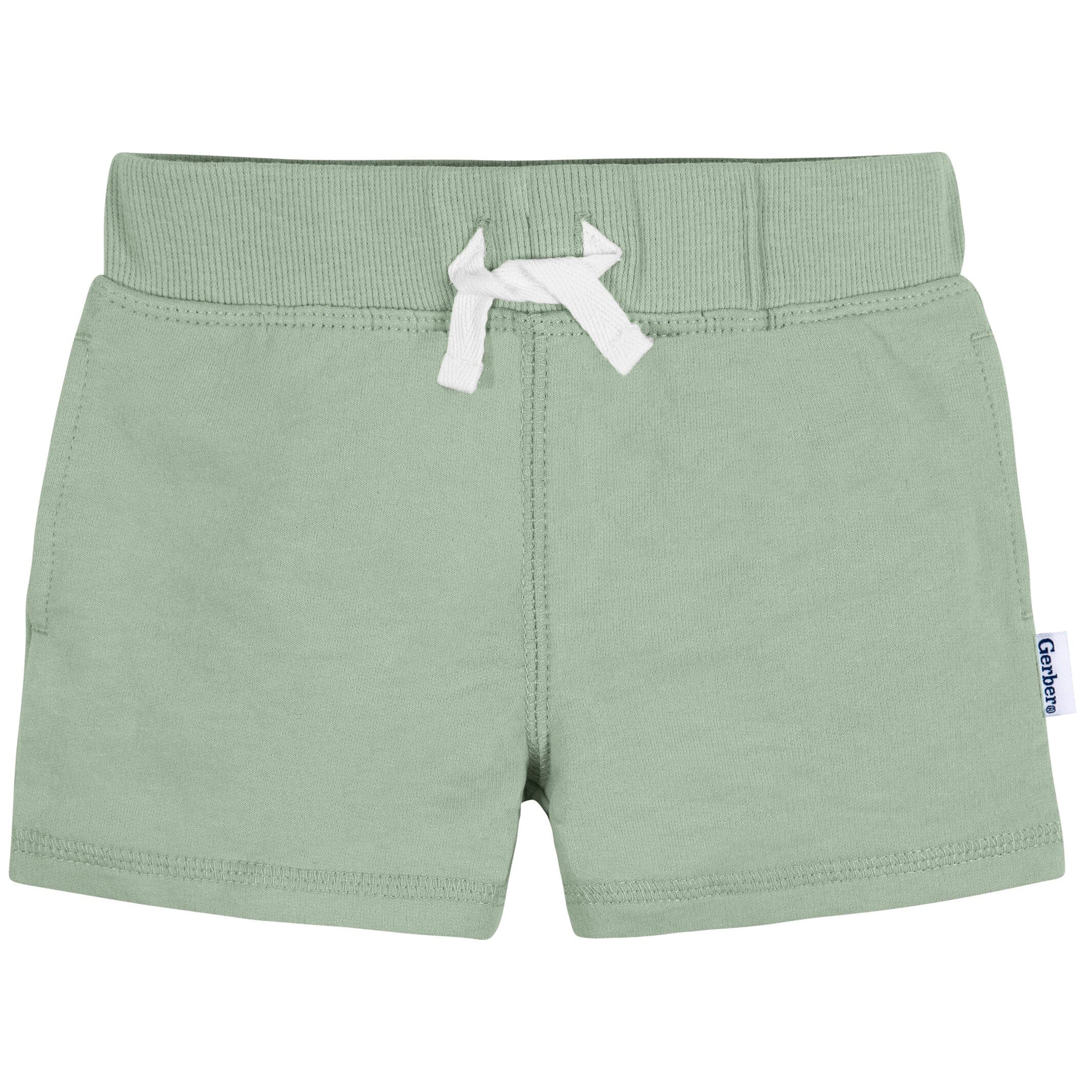3-Pack Baby & Toddler Boys Tan, Blue, & Green Knit Shorts - Image 6