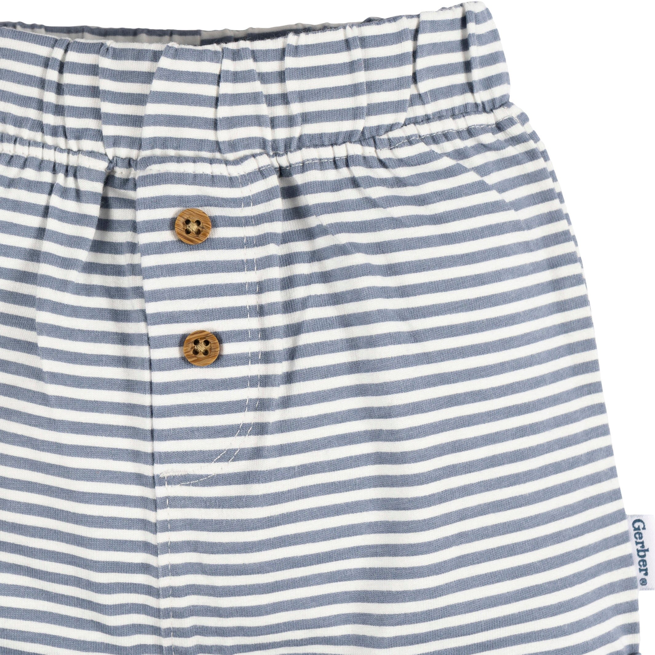 3-Pack Baby Neutral Navy Stripe, Oatmeal, & Navy Knit Shorts - Image 3