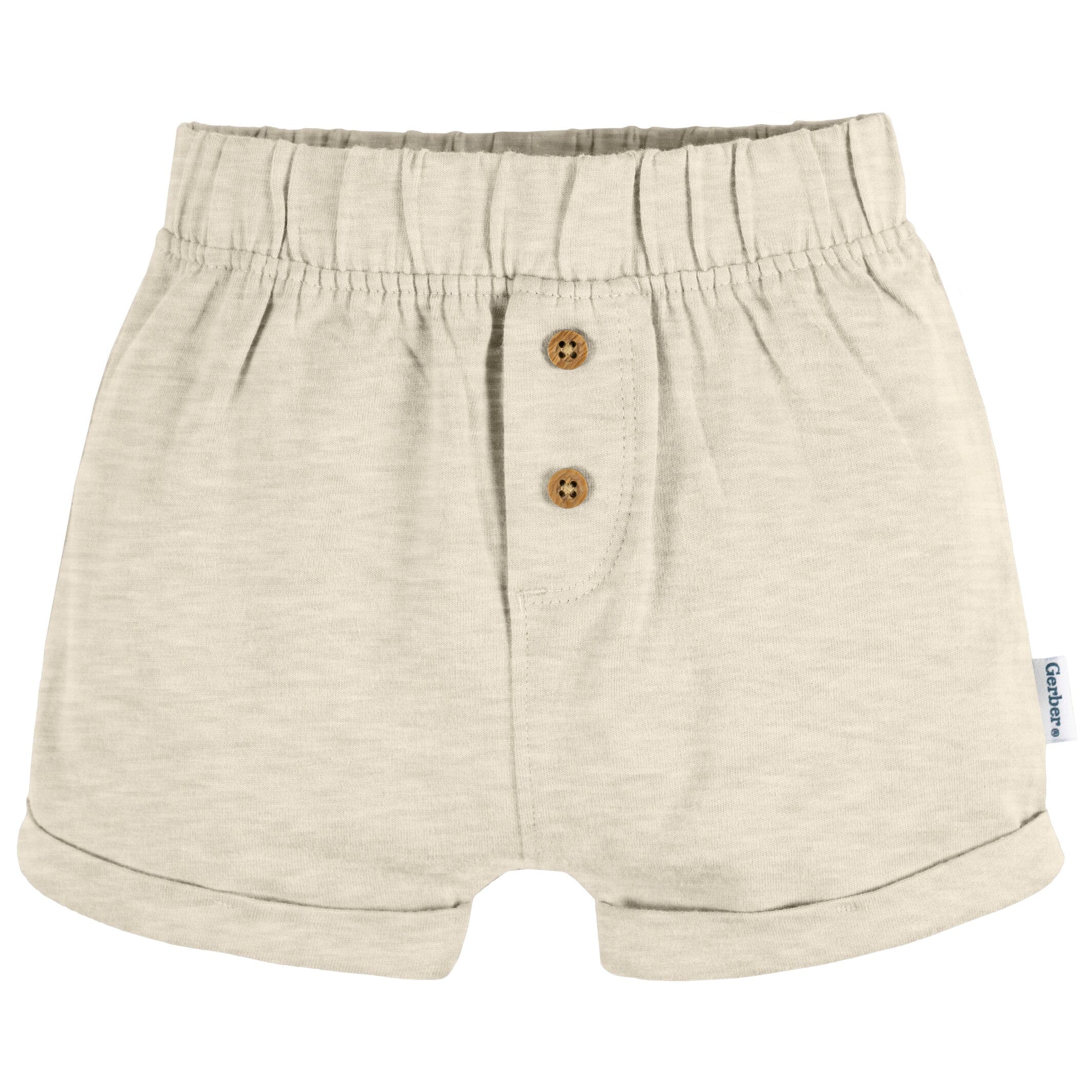 3-Pack Baby Neutral Navy Stripe, Oatmeal, & Navy Knit Shorts - Image 4
