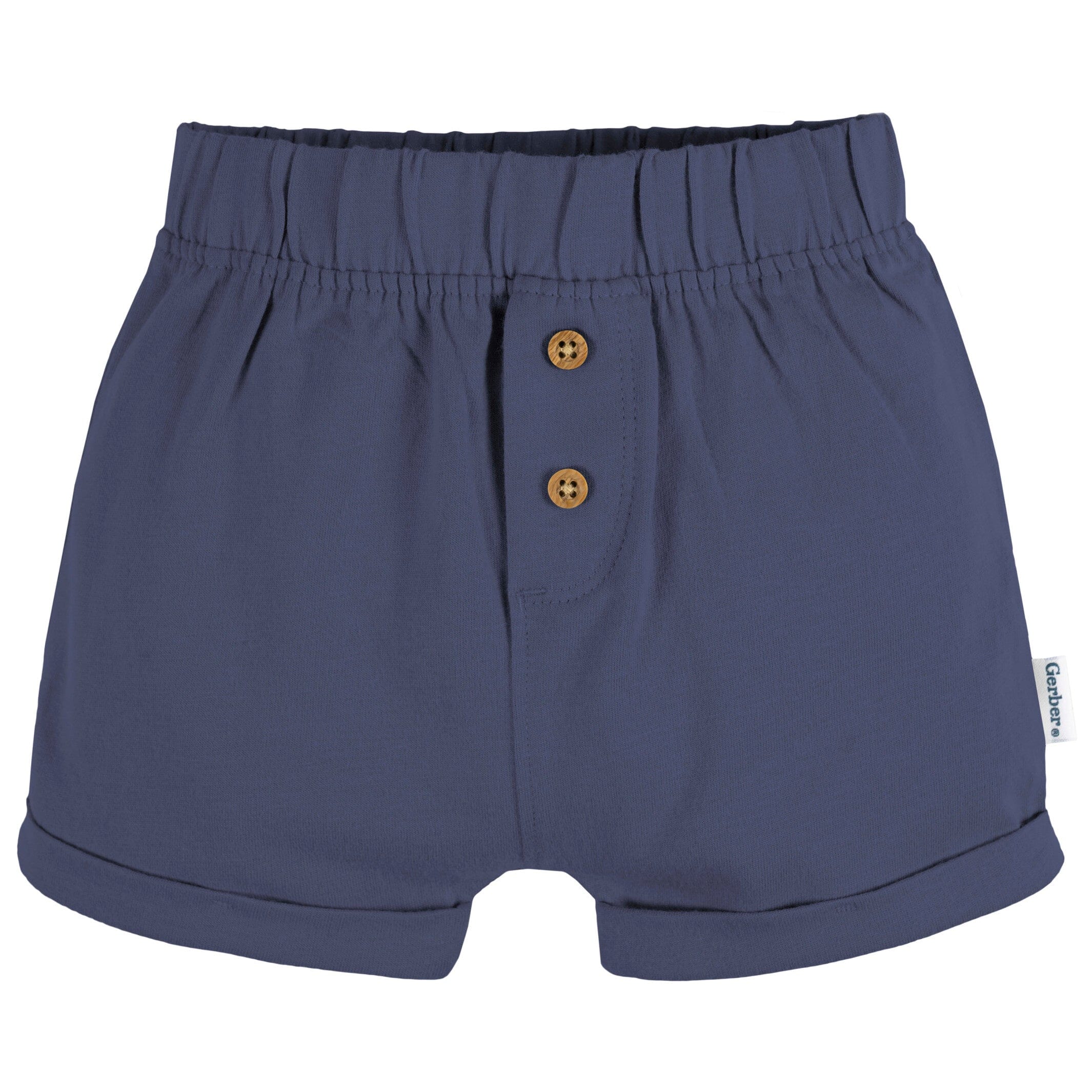 3-Pack Baby Neutral Navy Stripe, Oatmeal, & Navy Knit Shorts - Image 5