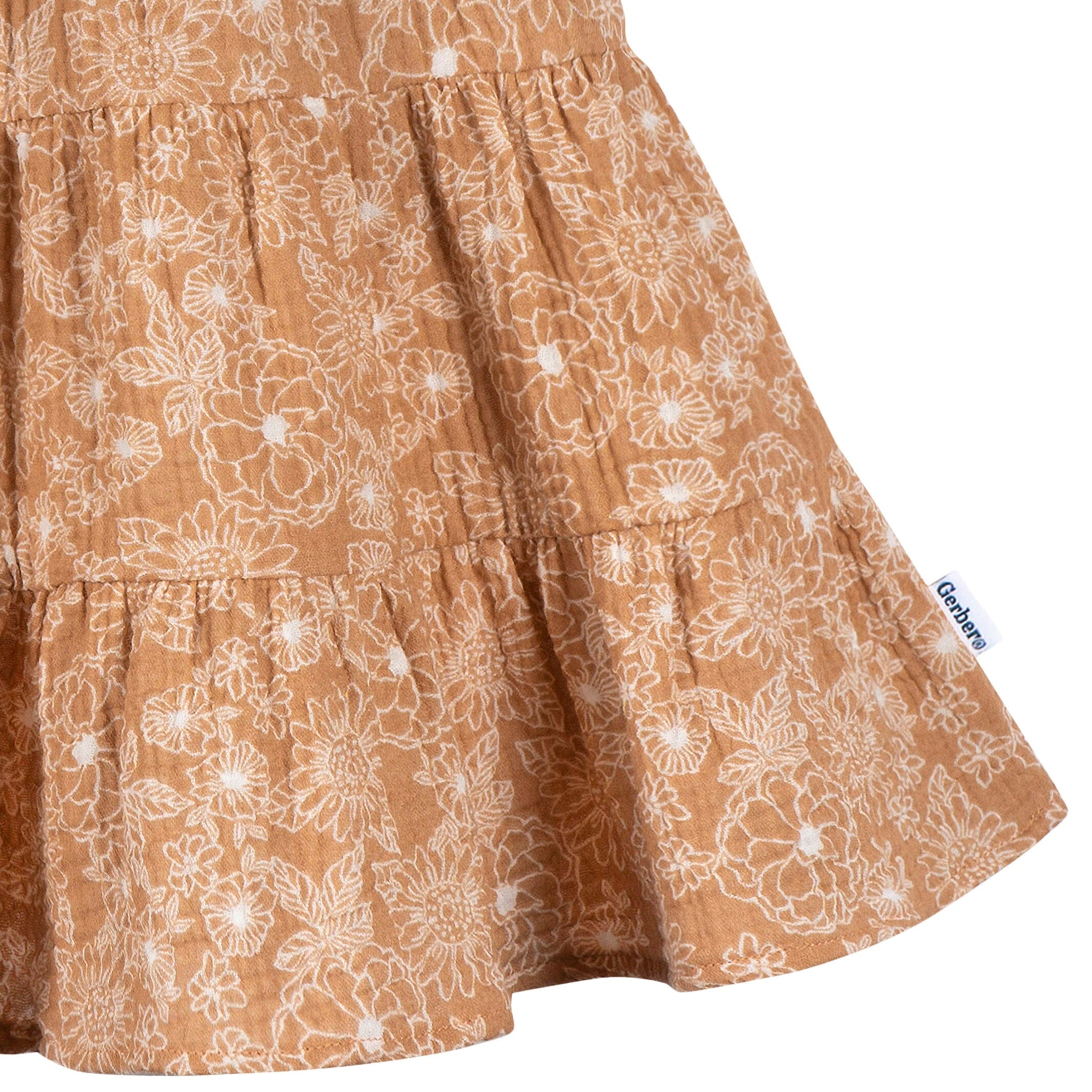 Toddler Girls Groovy Floral Tiered Cotton Gauze Dress - Image 4