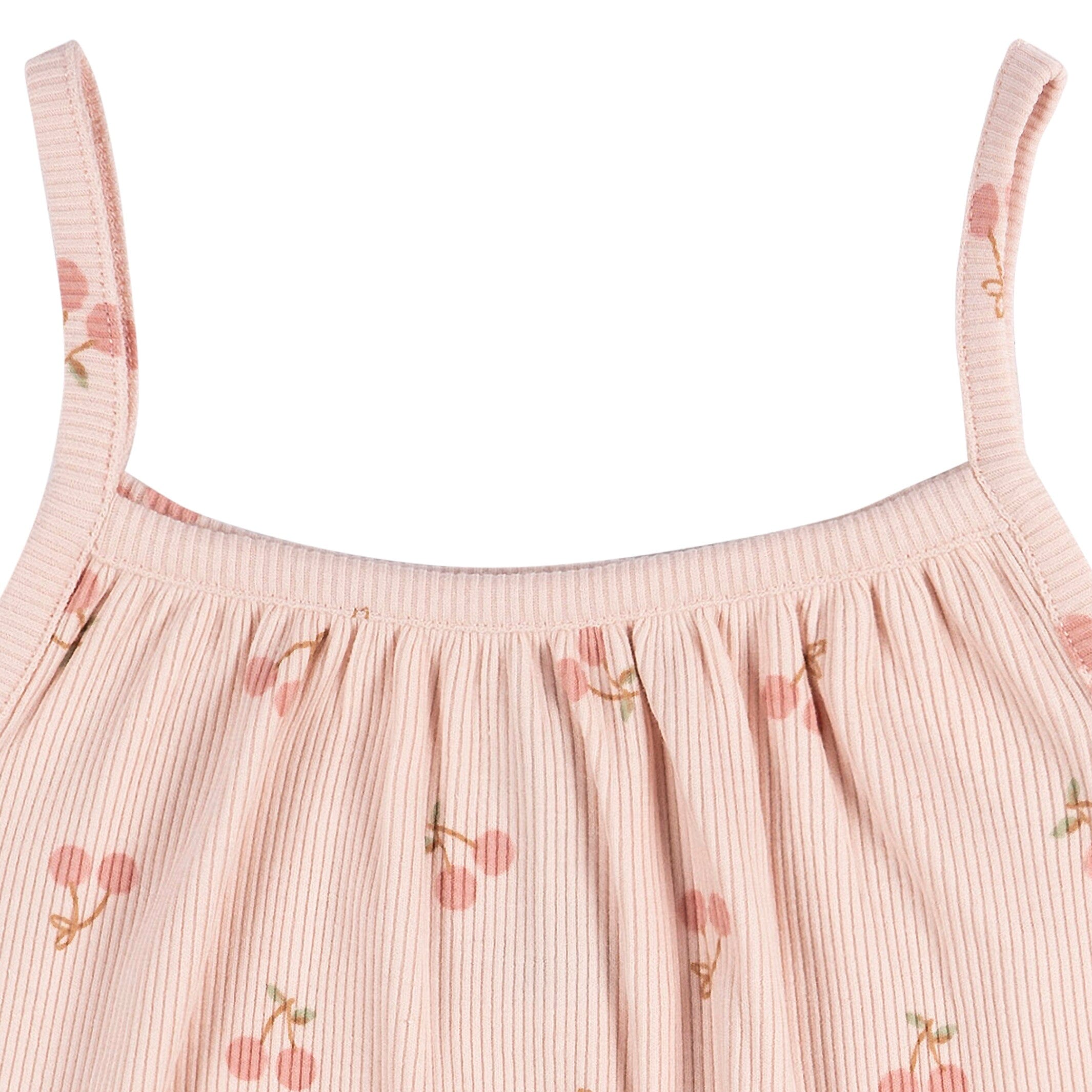 2-Piece Infant and Toddler Girls Blush Cherries Tank Top & Shorts Set - Image 4