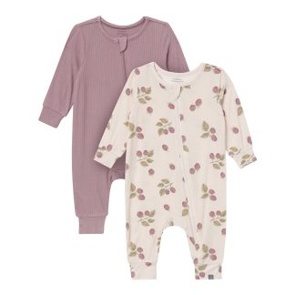2-Pack Baby Girls Oatmeal Blackberries/Quail Footless Romper