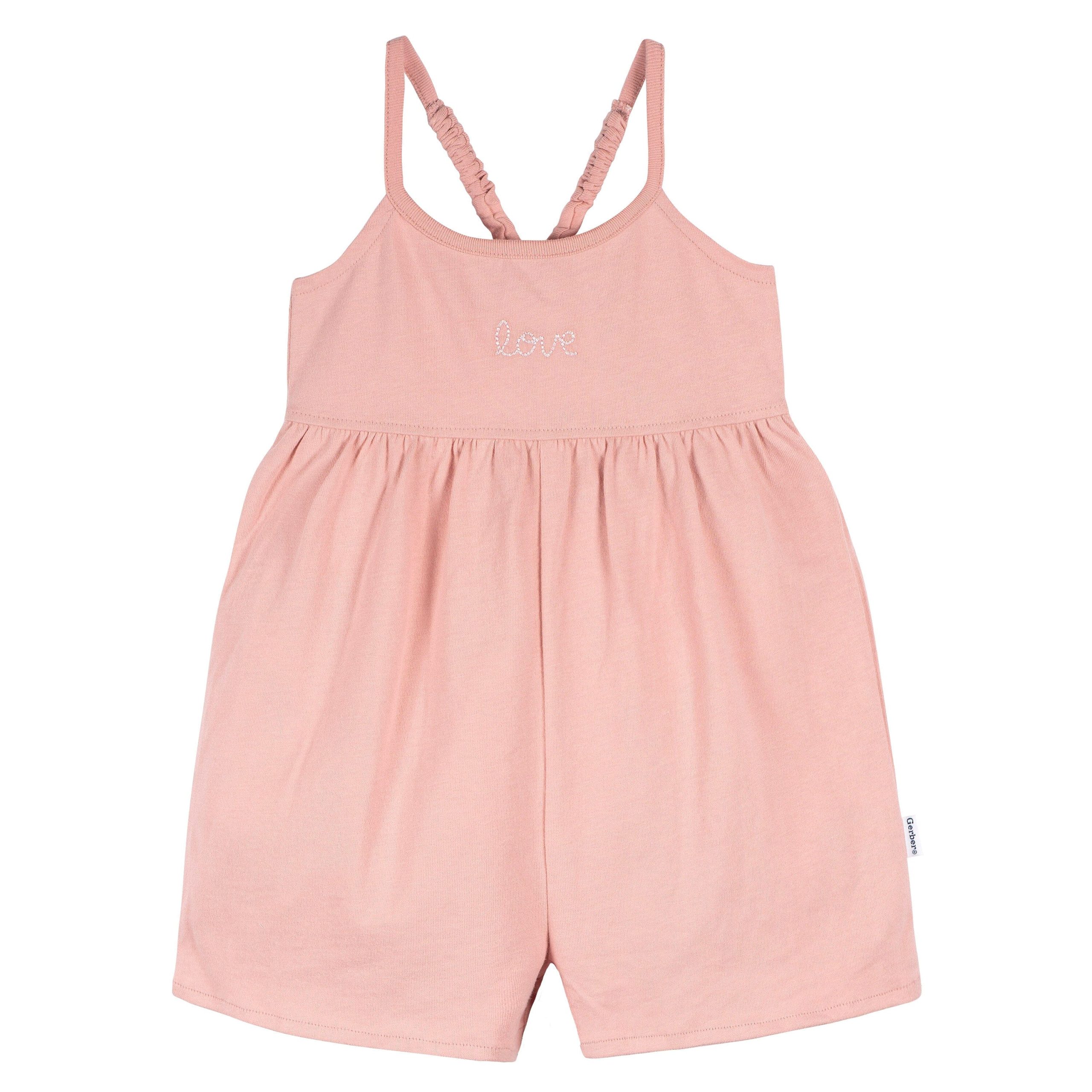 2-Pack Infant and Toddler Girls Rose Pink & Dots Rompers - Image 4
