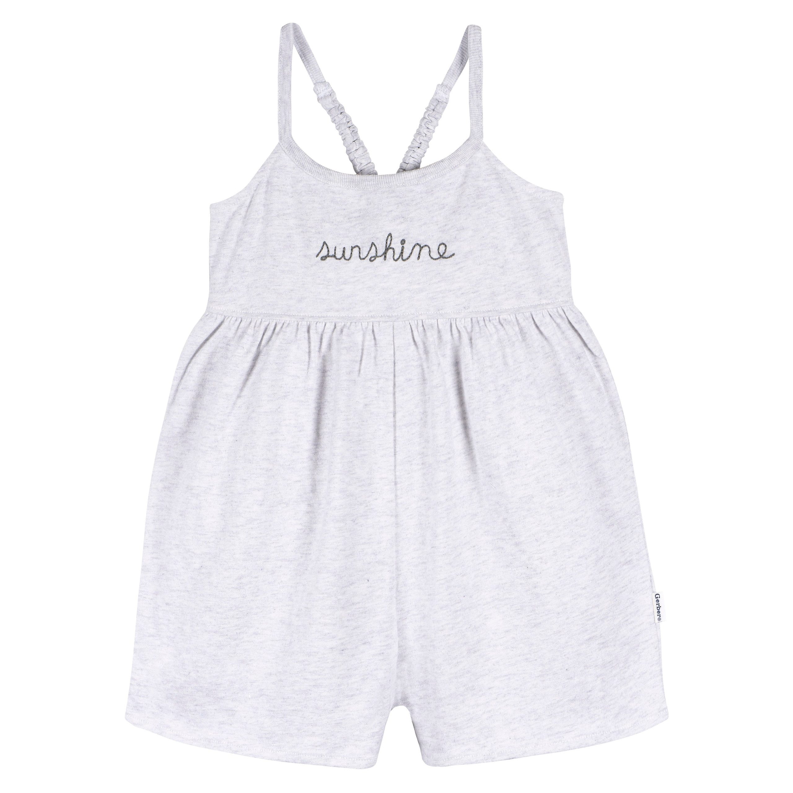 2-Pack Infant and Toddler Girls Light Grey Heather & Sand Dollars Rompers - Image 3