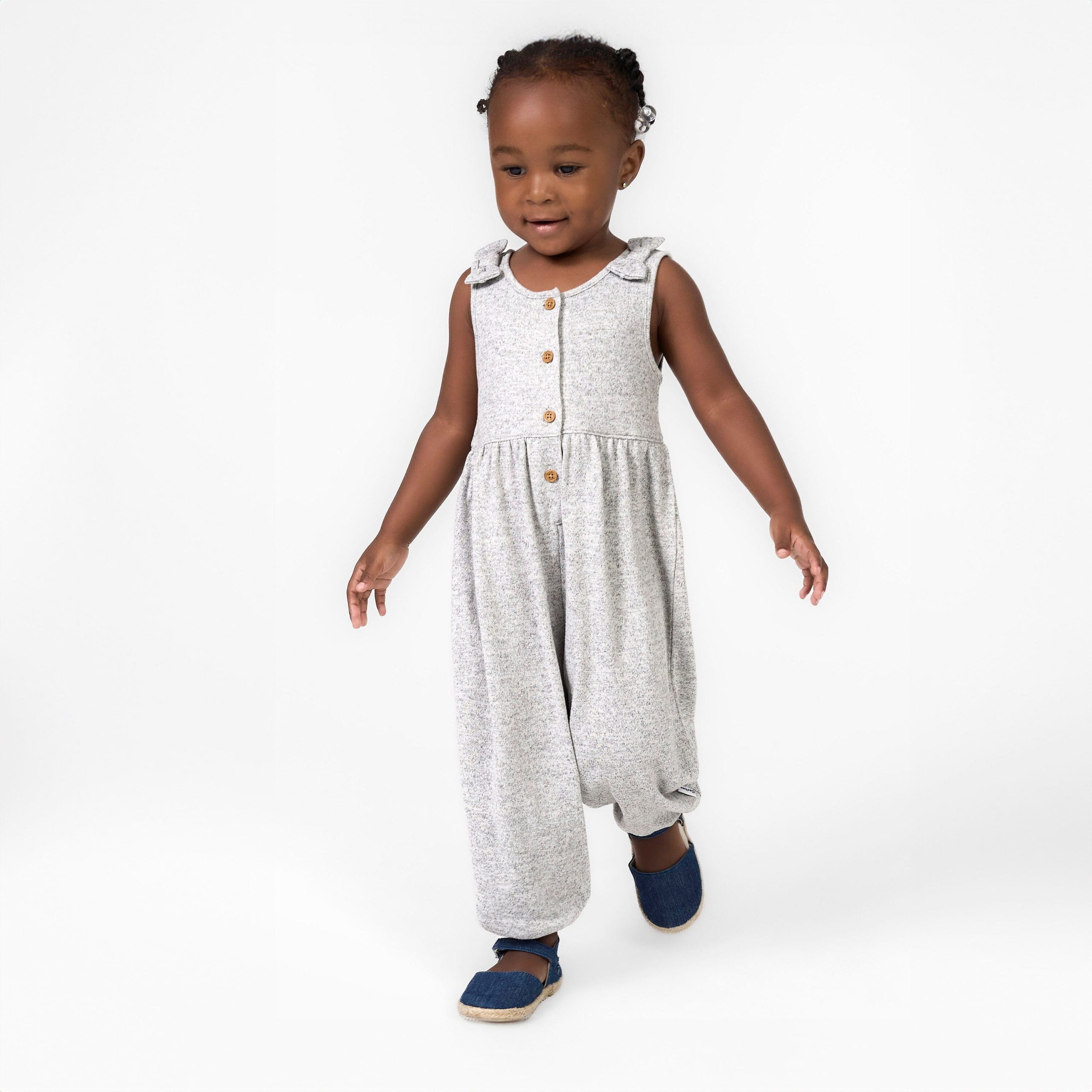 Toddler Girls Light Grey Heather Hacci Romper - Image 2