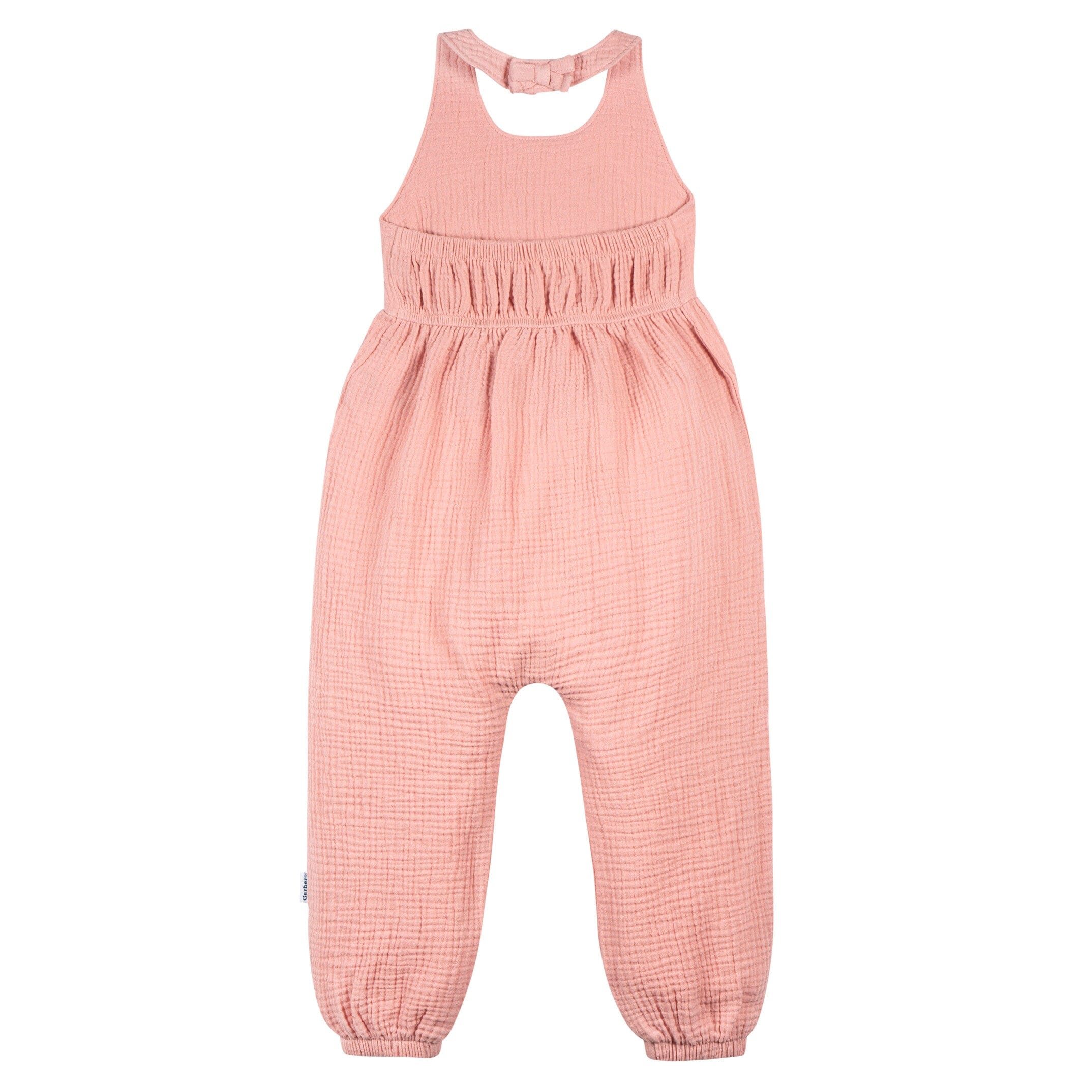 Toddler Girls Rose Pink Halter Romper - Image 6