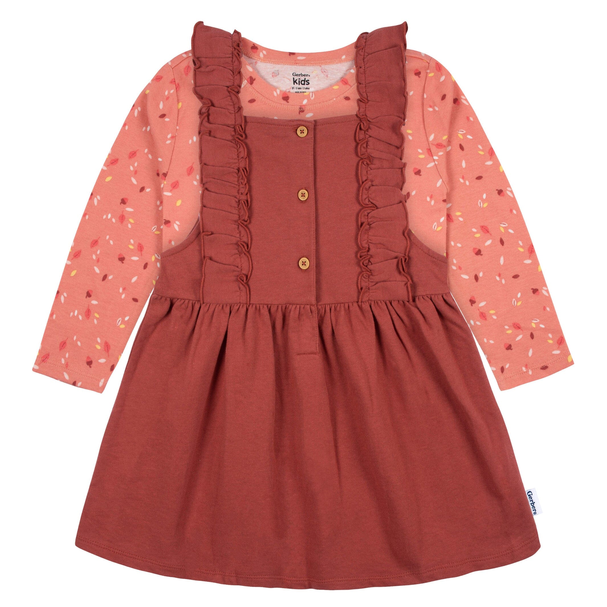 2-Piece Infant Girls Orange Leaves Jumper & Top Set, 12M
