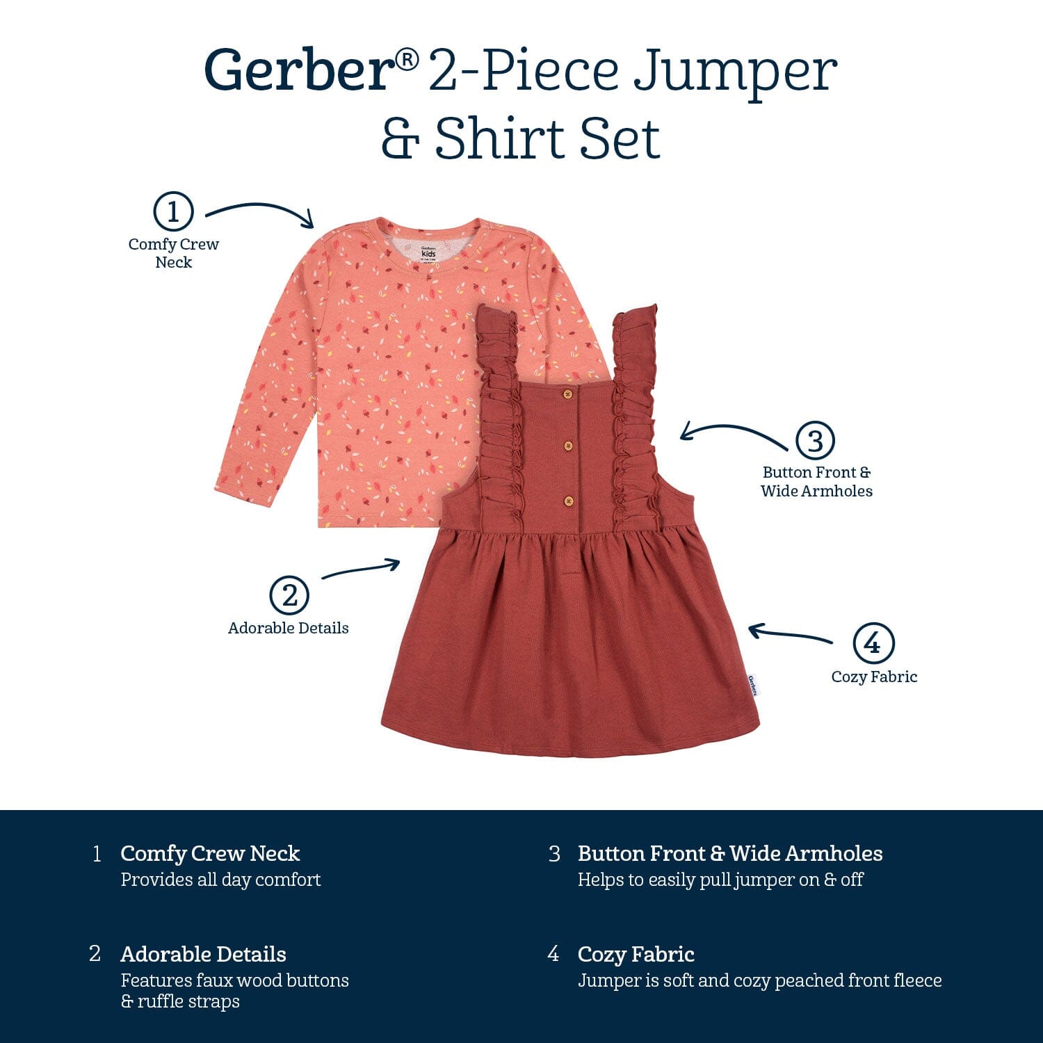 2-Piece Infant Girls Orange Leaves Jumper & Top Set, 12M - Image 8