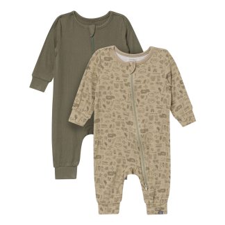 2-Pack Baby Boys Elm Petite Camp/Dusty Olive Footless Romper
