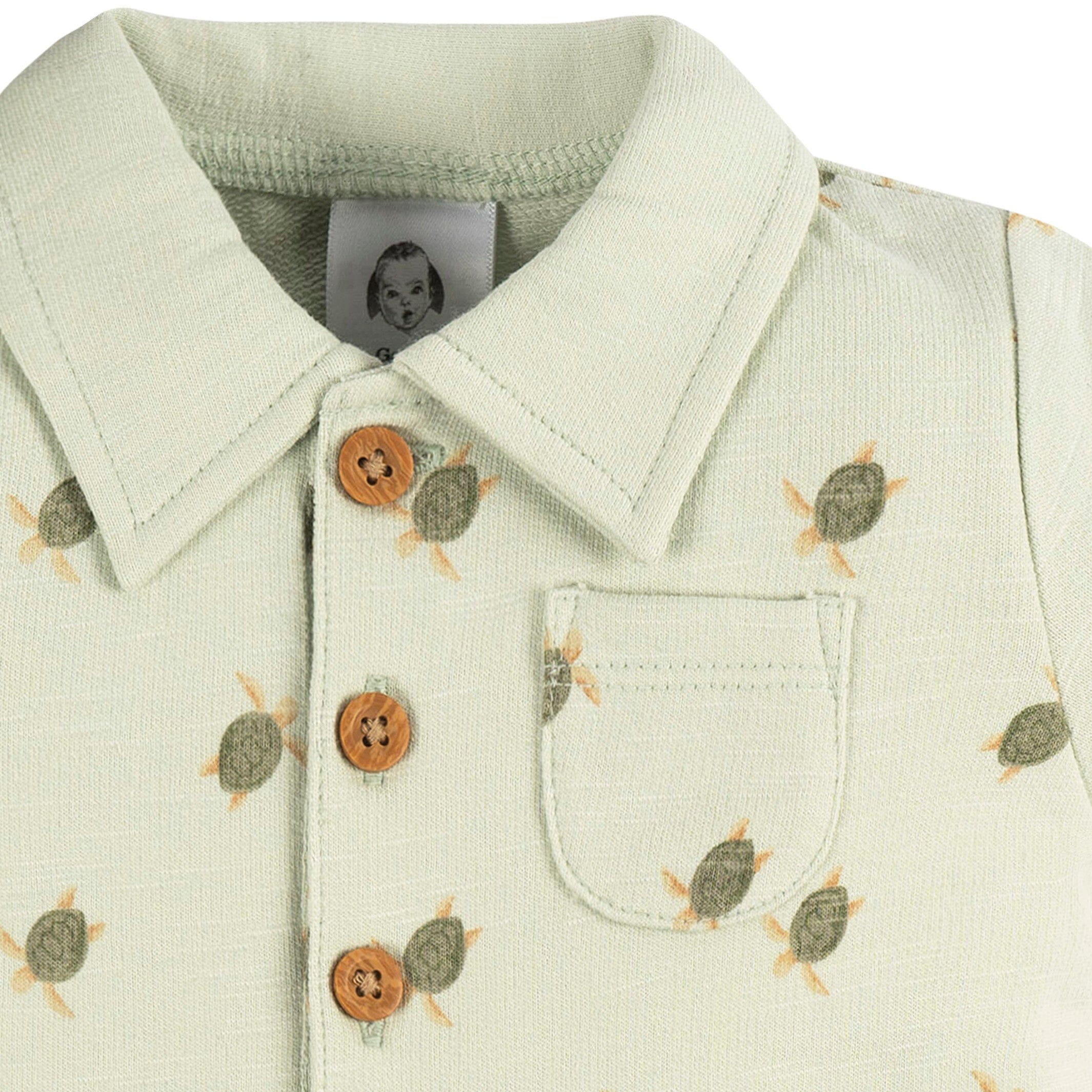 Baby Boys Turtle Collared Romper - Image 2