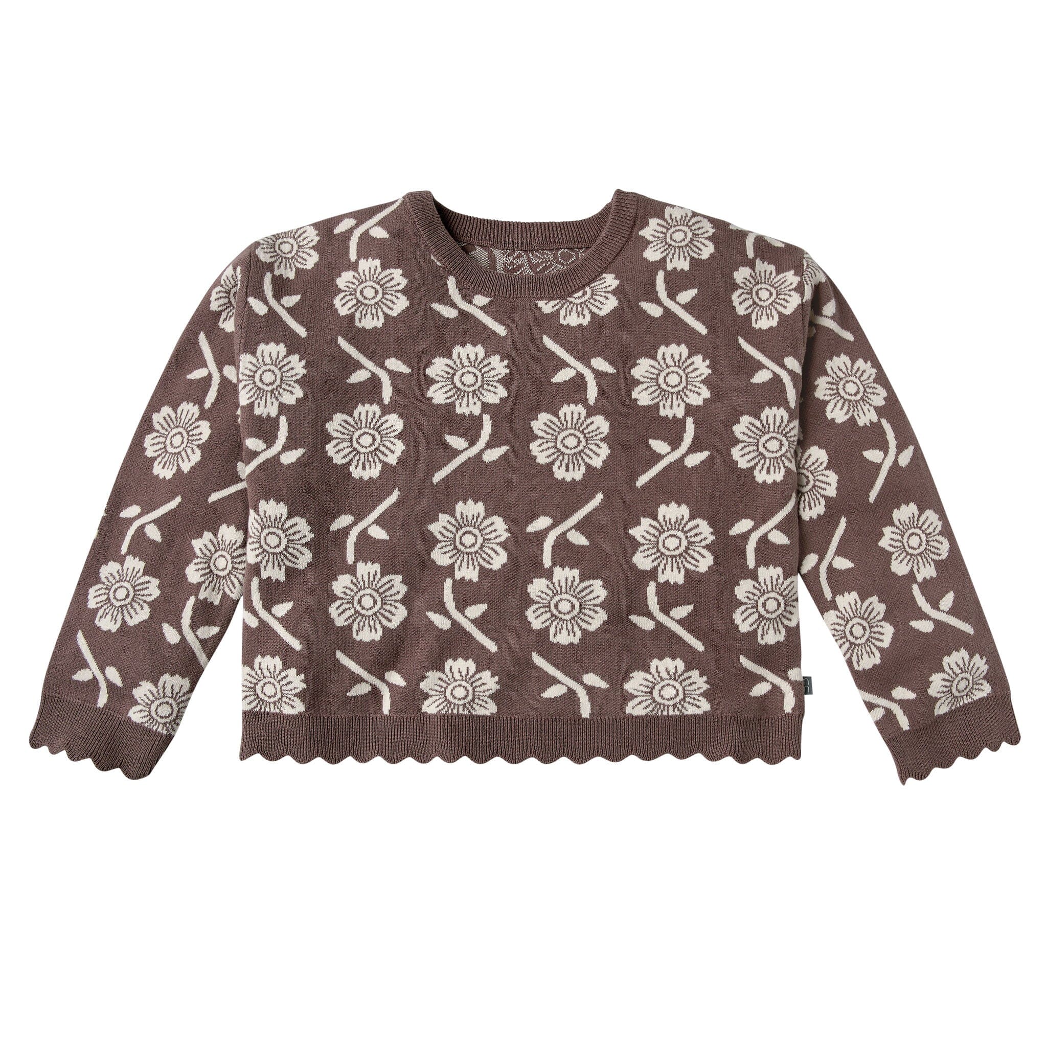 2-Piece Infant & Kid Girls Cacao Jacquard Sweater & Pant Set - Image 2