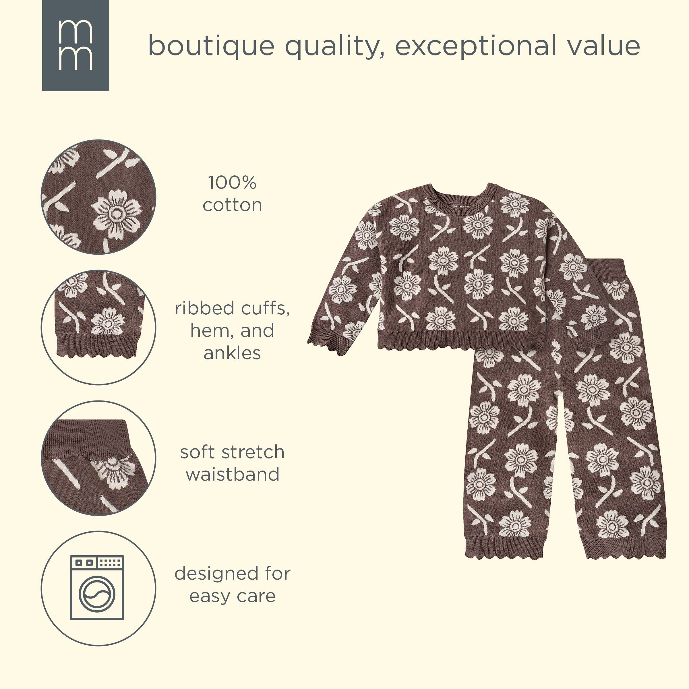 2-Piece Infant & Kid Girls Cacao Jacquard Sweater & Pant Set - Image 8