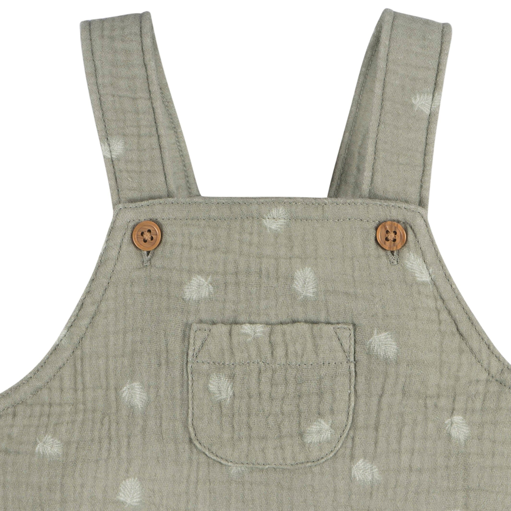 2-Piece Baby Neutral Palms Cotton Gauze Overall Romper and T-Shirt Set - Image 4