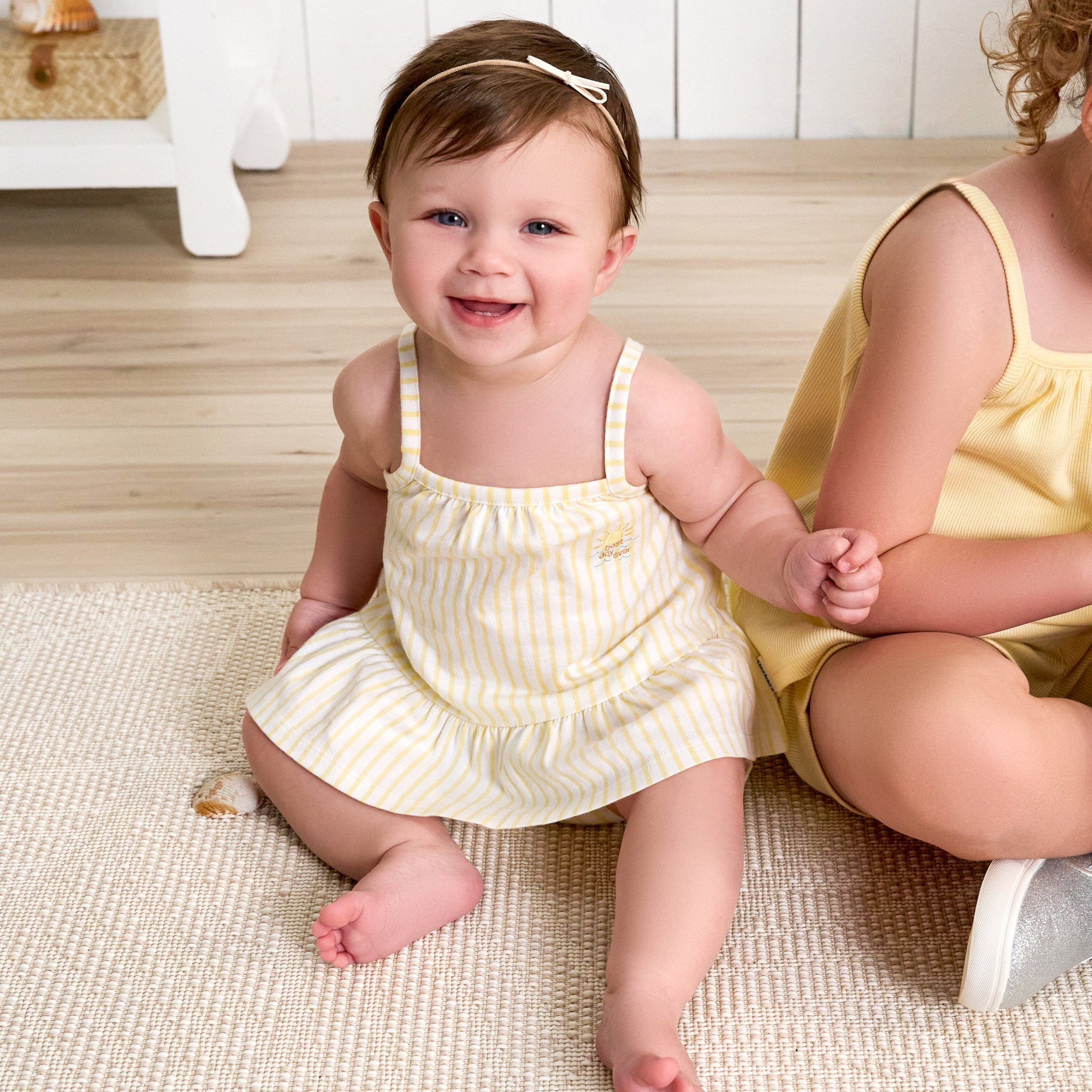 2-Piece Baby Girls Yellow Stripe Tank Top & Diaper Cover Set - Image 2
