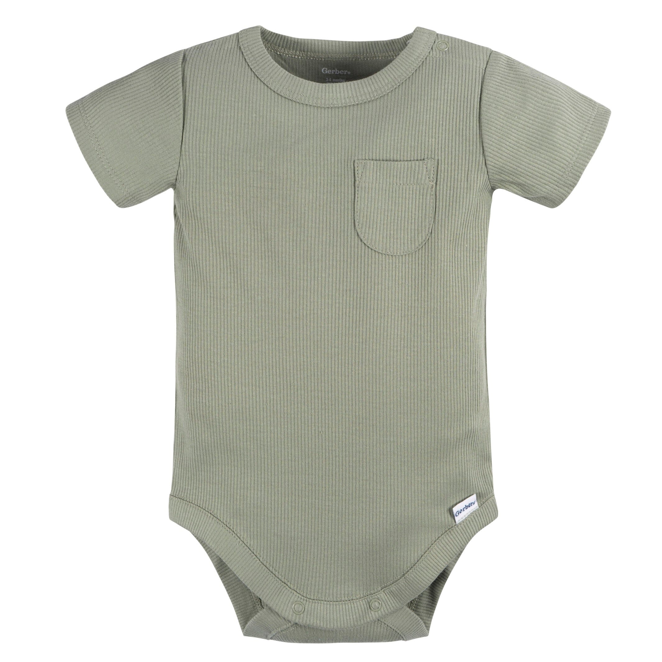 2-Piece Baby Boys Olive Bodysuit and Shorts Set - Image 3
