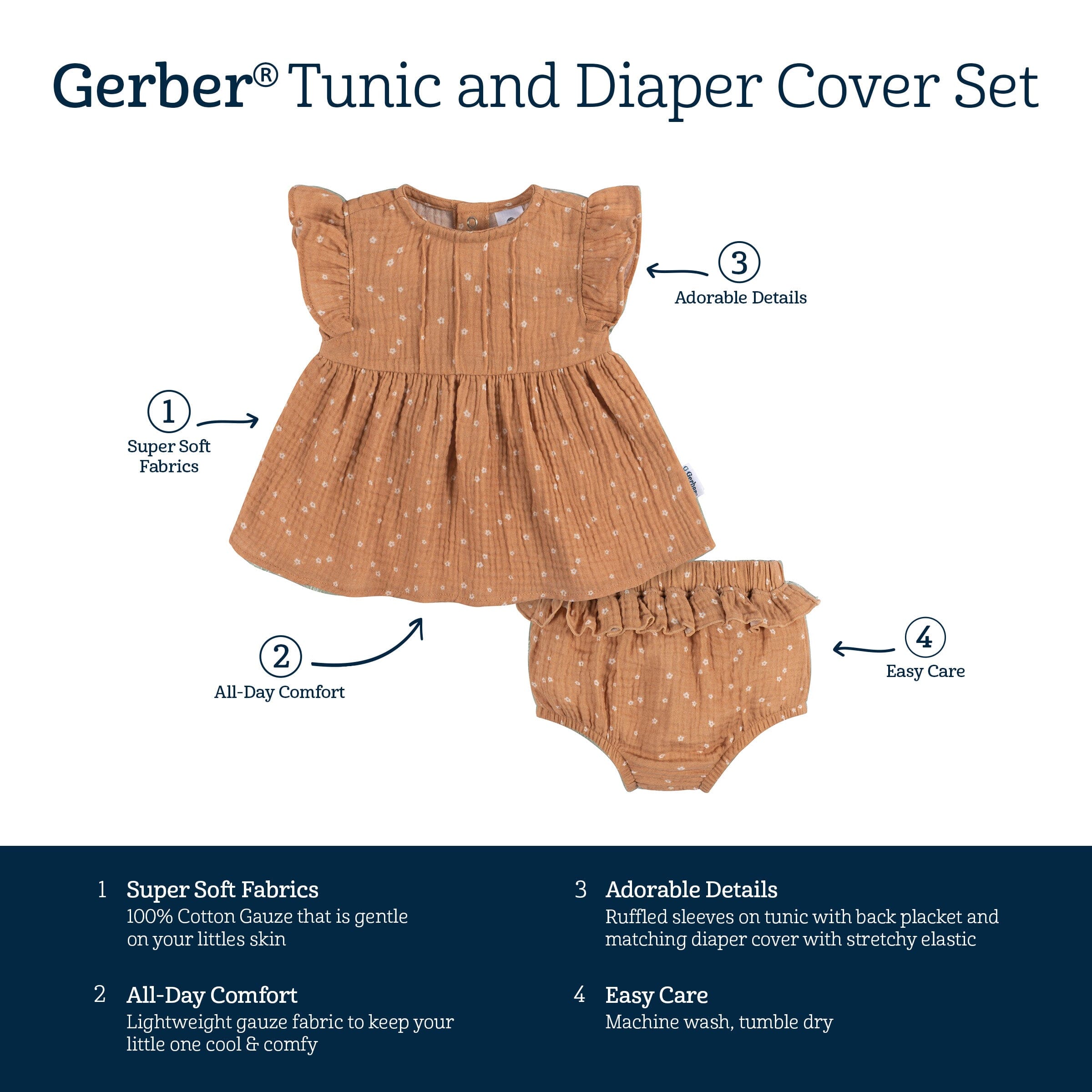 2-Piece Baby Girls Ditsy Floral Tunic and Diaper Cover Set - Image 7